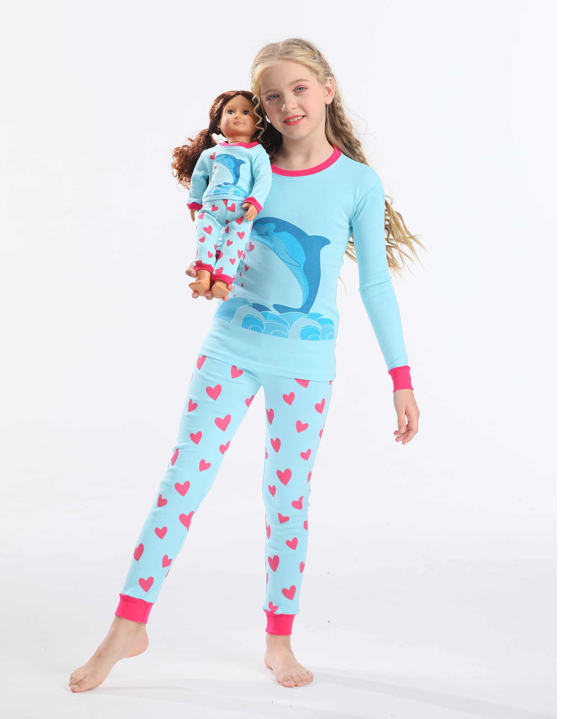 **Baby Girls Matching Pajama Set with Doll - Soft Cotton Sleepwear for Toddlers & Kids - Christmas Family Pajamas for Holiday Photos & Cozy Nights**
