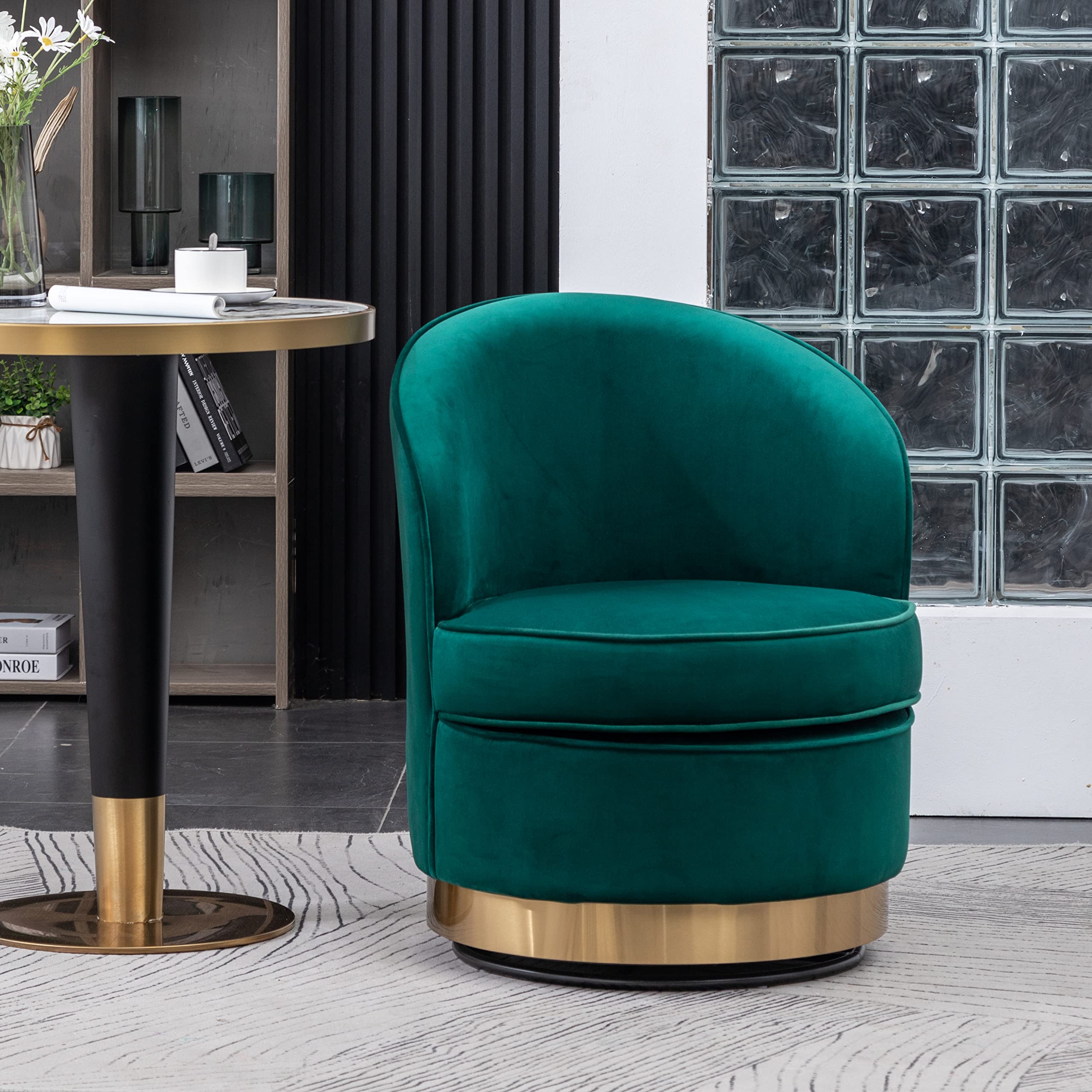 Roundhill Furniture Wania Accent Table with Chair - Modern Green Side Table for Living Room, Bedroom, or Office Decor