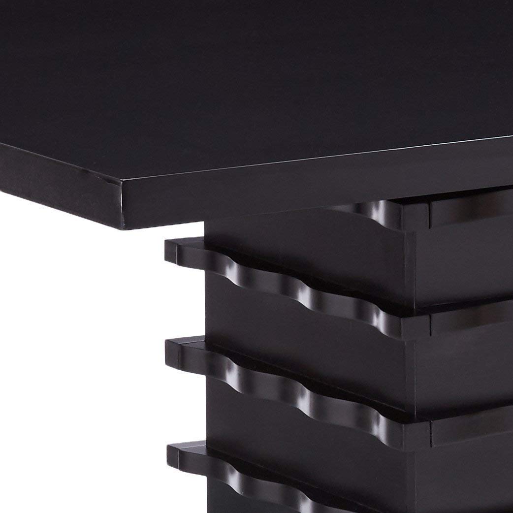 King's Brand Black Finish Wood Wave Design Dining Room Kitchen Table - Modern & Stylish for Family Meals, Dinner Parties & Home Decor