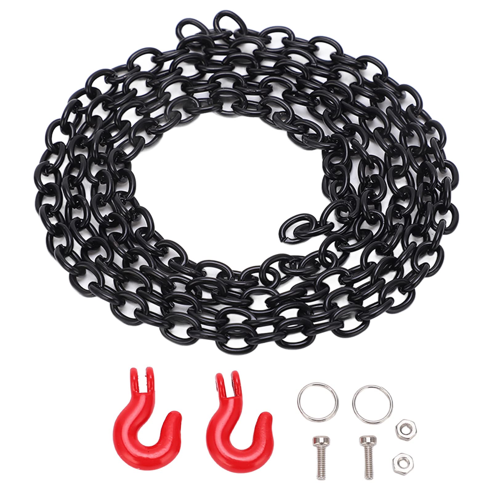 Alomejor Metal Tow Hook Chain for RC Cars - Heavy Duty Climbing Accessories for SCX10, Remote Control Car Decoration & Off-Road Adventure Use