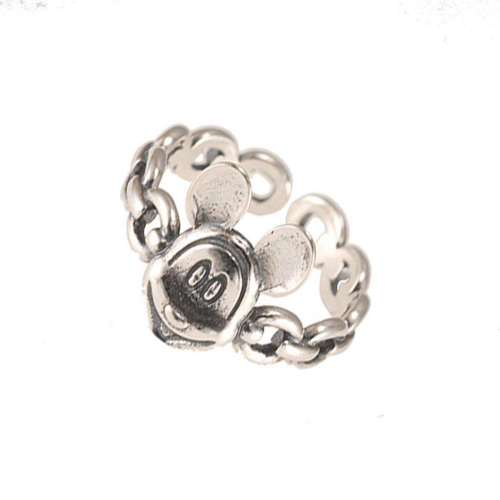925 Sterling Silver Adjustable Ring for Women - Fashionable Simple & Cute Mickey Mouse Zodiac Rings - Perfect Gift for Girls (Birthday, Valentine's Day, Everyday Wear)