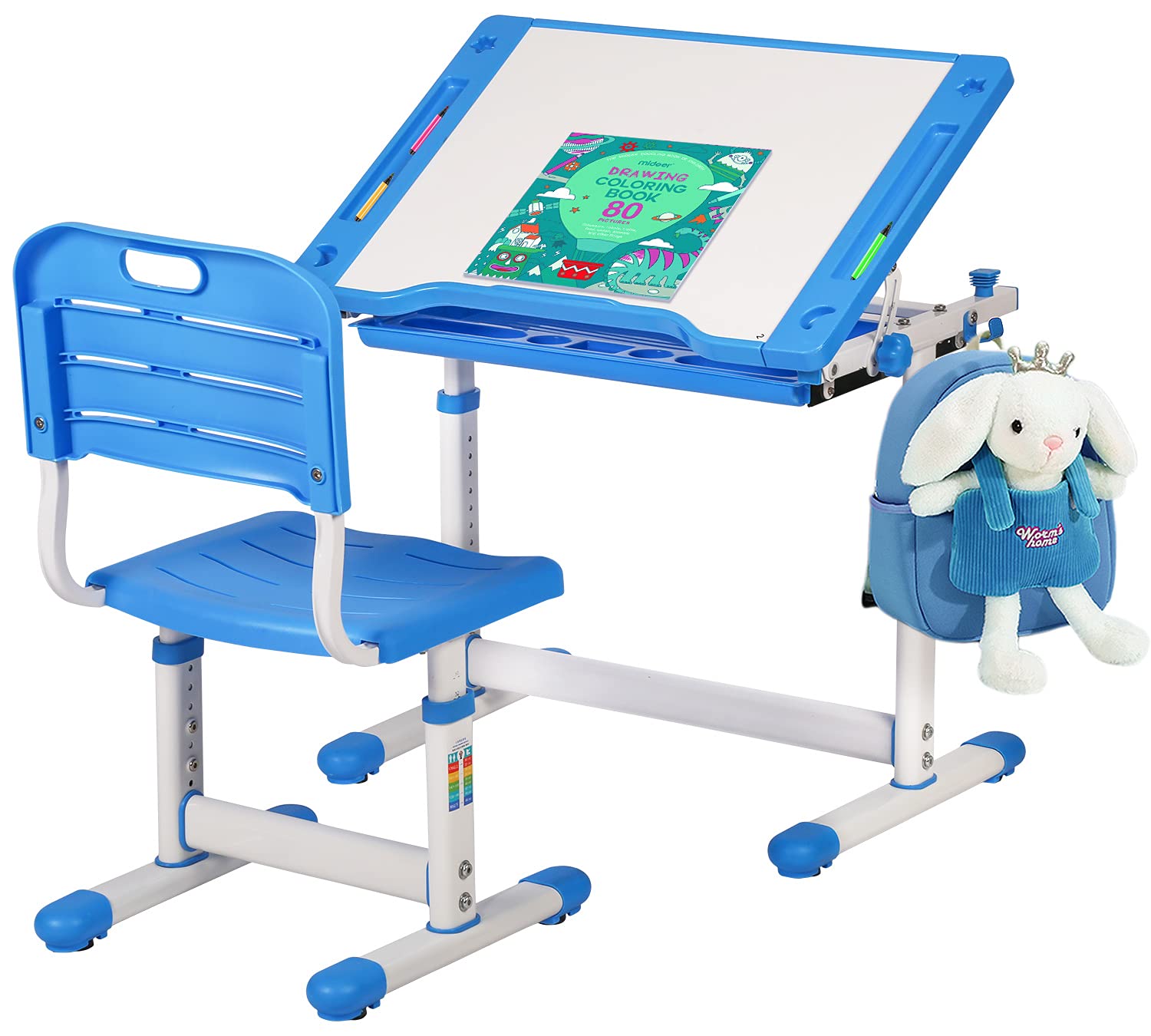 Adjustable Height Kids Study Desk with Storage - Blue | Ergonomic School Table for Children's Homework & Learning | Perfect for Bedroom, Classroom & Homeschooling