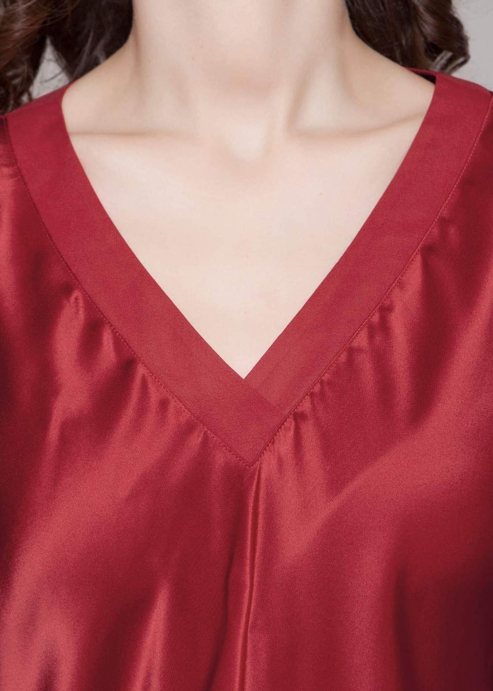 LilySilk 100% Mulberry Silk Pajama Set for Women - V-Neck 3/4 Sleeve Luxury Sleepwear & Loungewear - Perfect for Relaxing at Home, Spa Days and Gift Giving