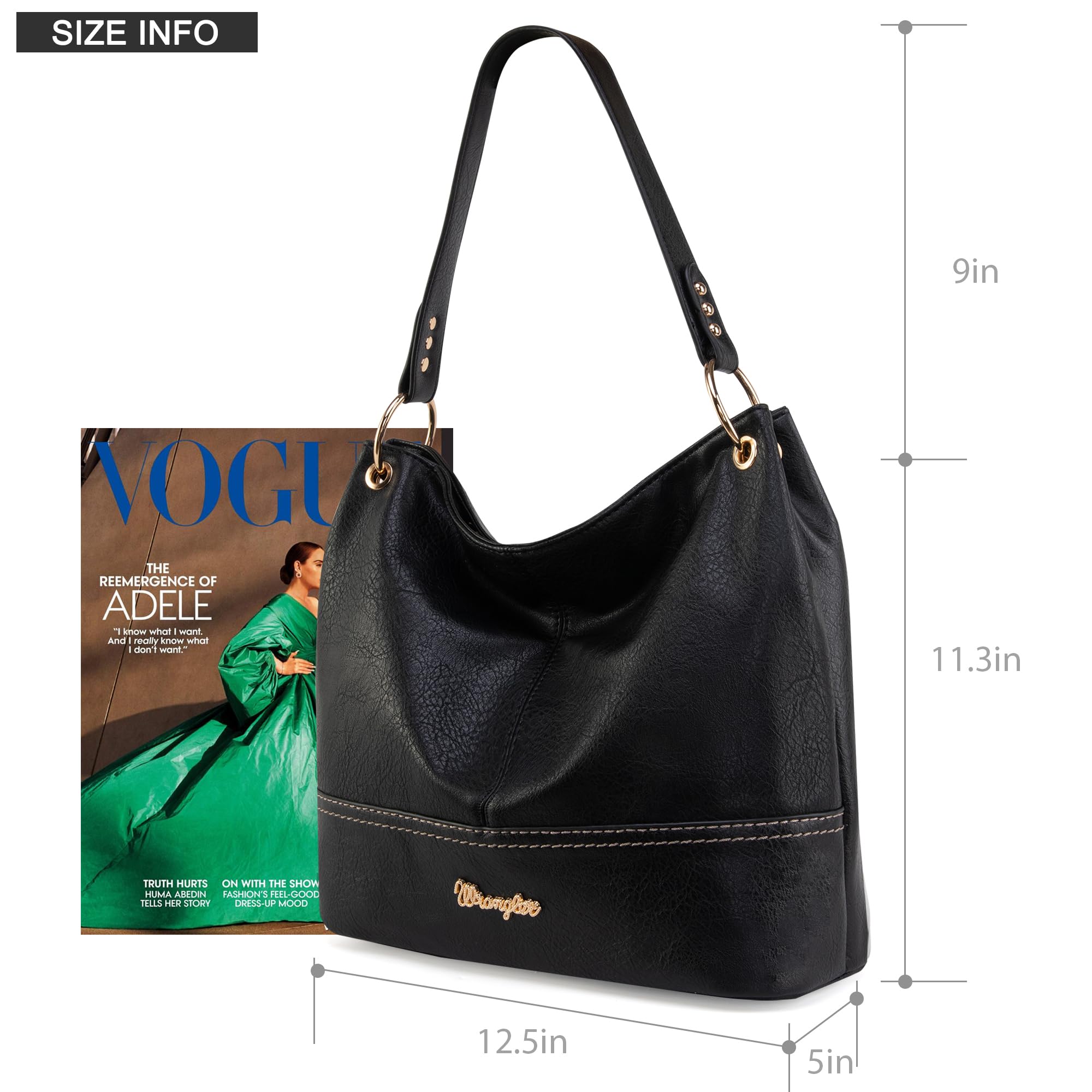Wrangler Vegan Leather Hobo Bags for Women - Stylish Top Handle Shoulder Purses & Handbags for Work, Travel & Everyday Use