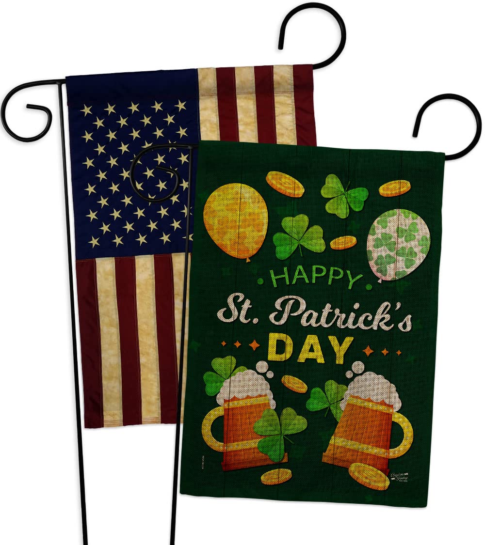 St. Patrick's Day Garden Flag - Double-Sided 13x18.5 Inch Burlap House Banner with Shamrock, Leprechaun & Lucky Coin Design - Vintage Irish Decor for Spring Yard, Porch & Holiday Celebration - Perfect St.Patrick's Gift for March Festivities