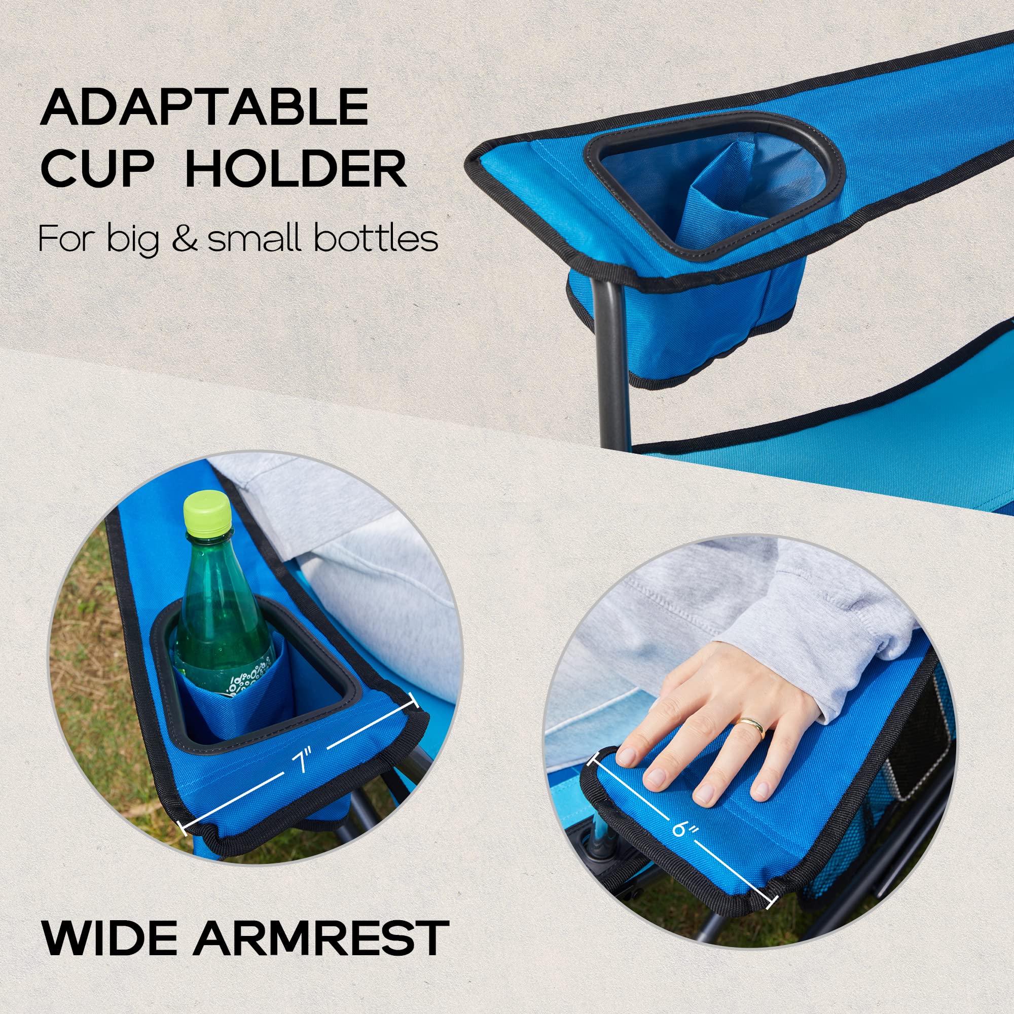 Best Folding Camping Rocking Chair - Portable Outdoor Rocker with High Back, Cup Holder & Side Pocket - Includes Carry Bag - Supports 300 lbs - Perfect for Camping, Hiking, Beach & Backyard Relaxation