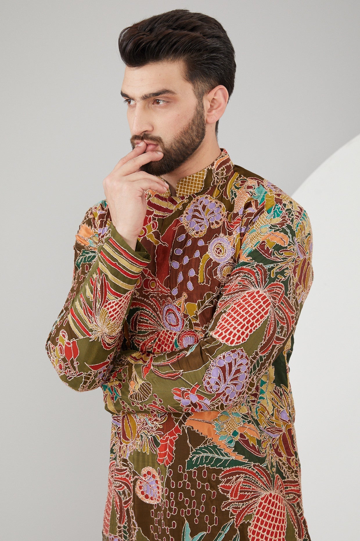 Mehendi Green Abstract Embroidered Kurta for Women | Indian Ethnic Dress | Party Wear & Festive Occasions