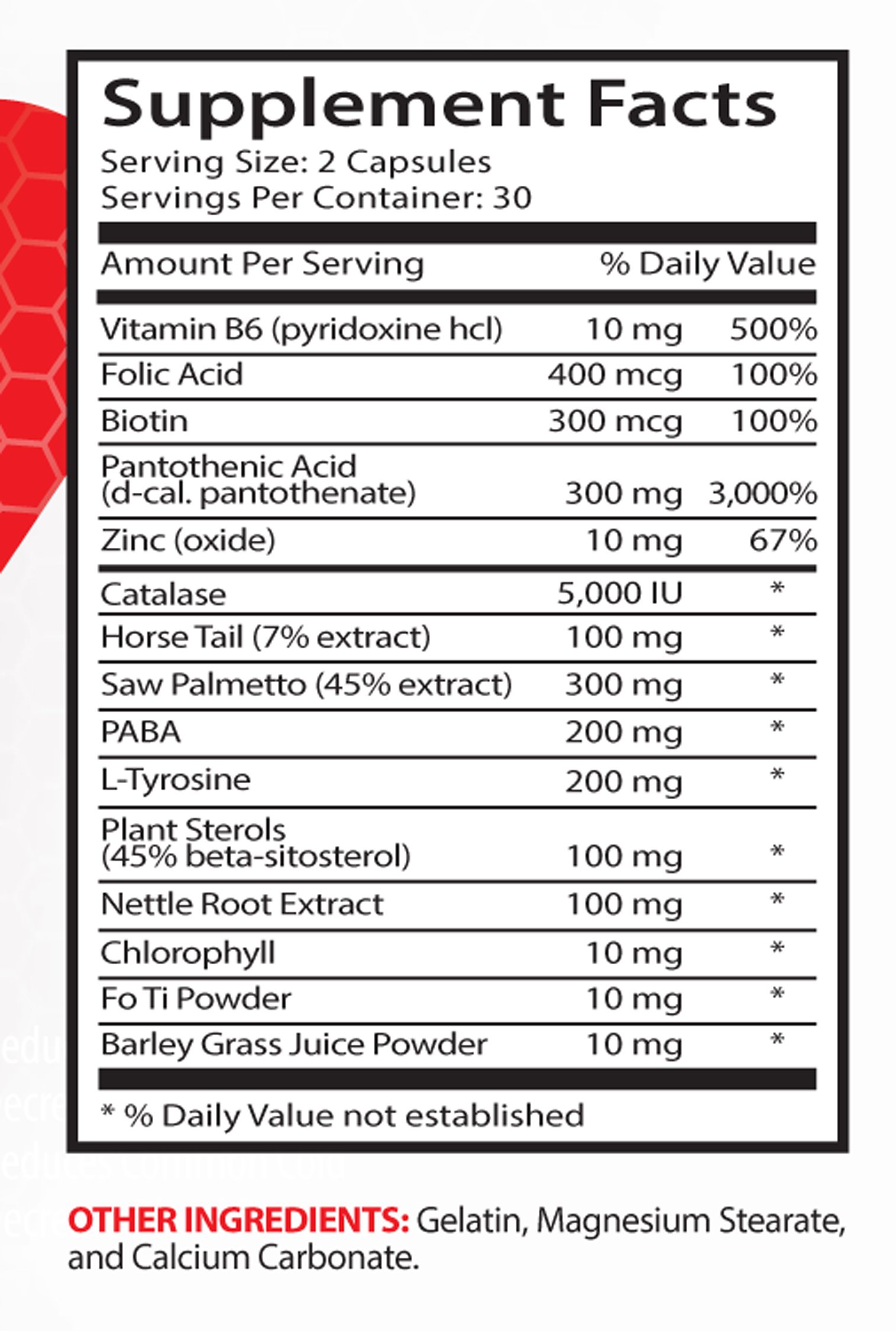 Folic Acid with Zinc Supplement - Natural Anti Gray Hair & Hair Loss Prevention Formula - 6 Bottles (180 Capsules) - Supports Healthy Hair Growth for Men & Women