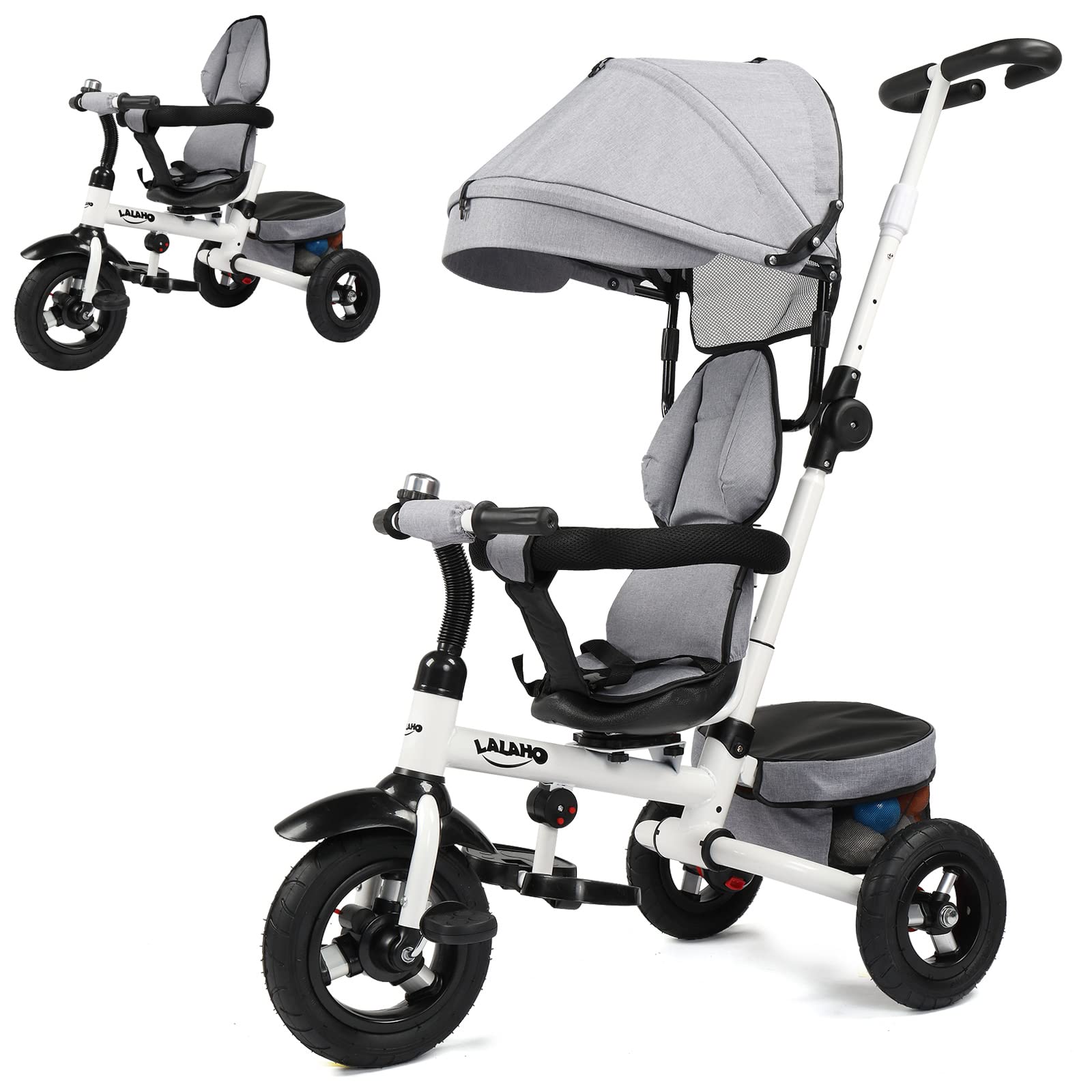 Best Kids Tricycle for 1-3 Year Olds - Foldable Push Trike with Canopy & Double Brakes - Safe Toddler Tricycle for Boys & Girls - Perfect for Outdoor Play, Park Rides & Learning to Pedal