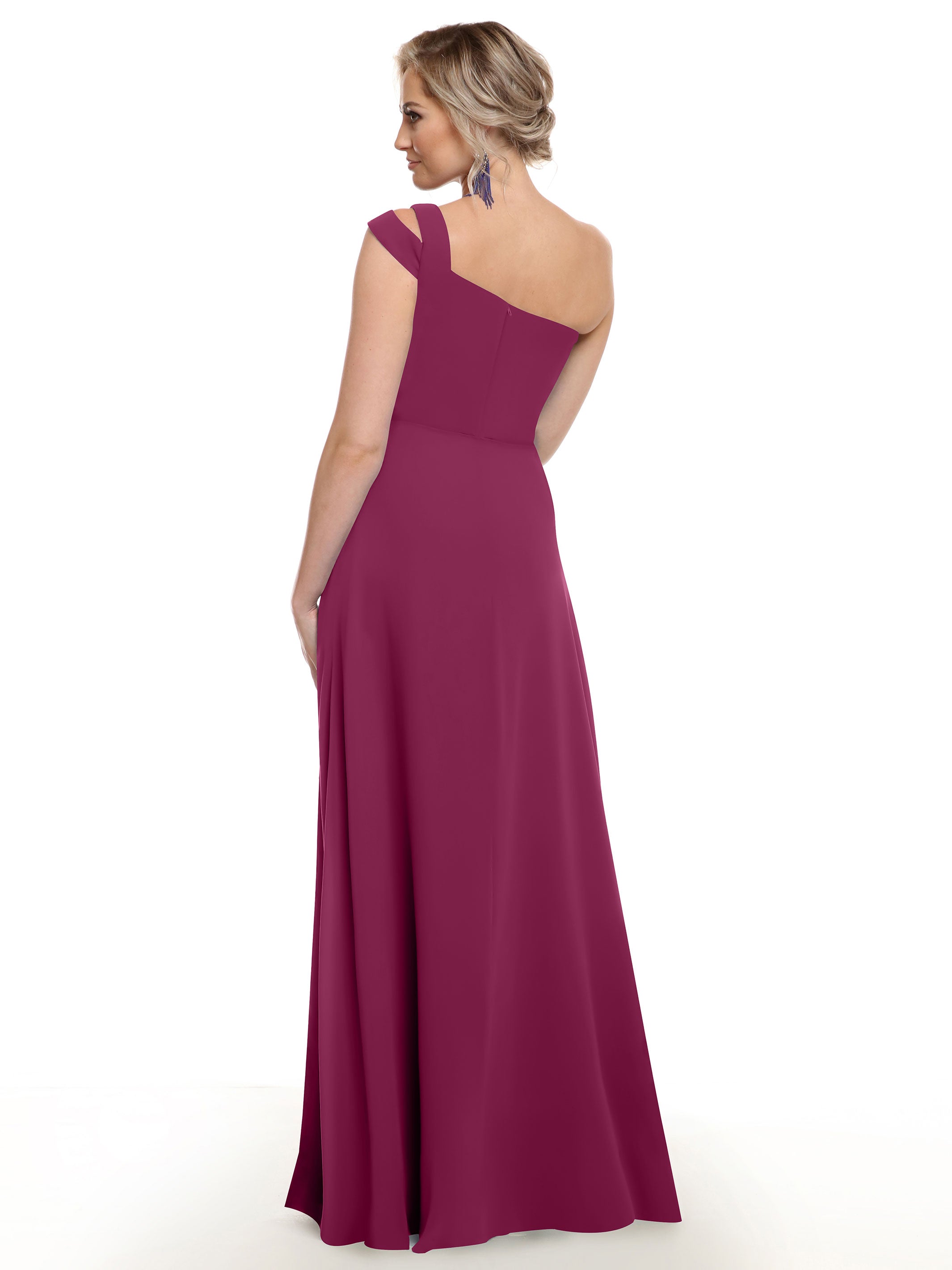 Elegant 80139 Chiffon A-Line One Shoulder Bridesmaid Dress with High Slit - Perfect for Weddings, Proms & Formal Events