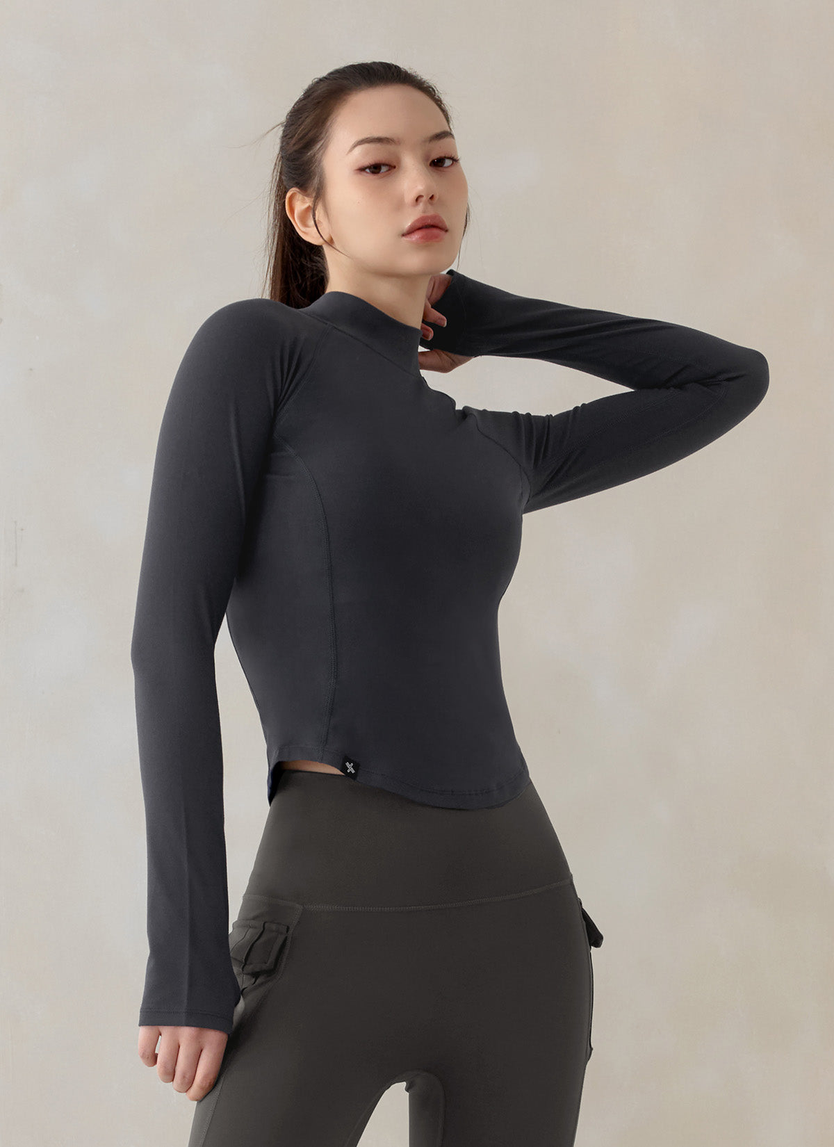 Stylish Peach Mock Neck Long Sleeve Top for Women - Perfect for Office Wear, Casual Outings & Fall Layering