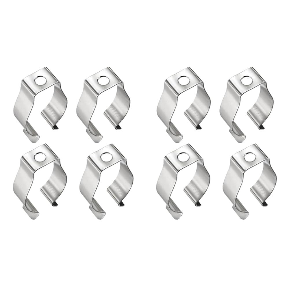 8 Pack T10 U Clips Lamp Holder - Stainless Steel LED Light & Fluorescent Tube Mounting Accessories - Silver (Perfect for Home, Office & Garage Lighting Fixtures)