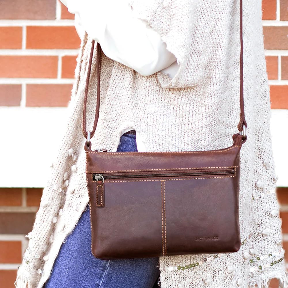 Jack Georges Voyager Mini City Crossbody Bag #7870 - Stylish Leather Crossbody Purse for Women, Perfect for Everyday Use, Travel & Shopping