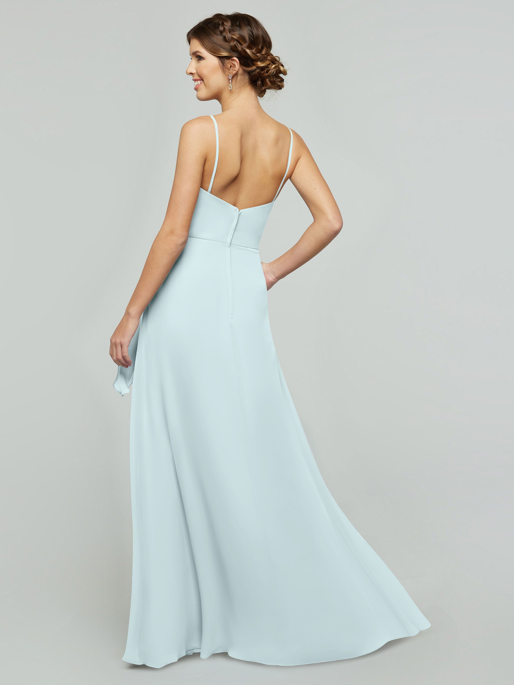 Elegant 80182 Chiffon A-Line Bridesmaid Dress with V-Neck & Spaghetti Straps - Perfect for Weddings, Formal Events & Special Occasions