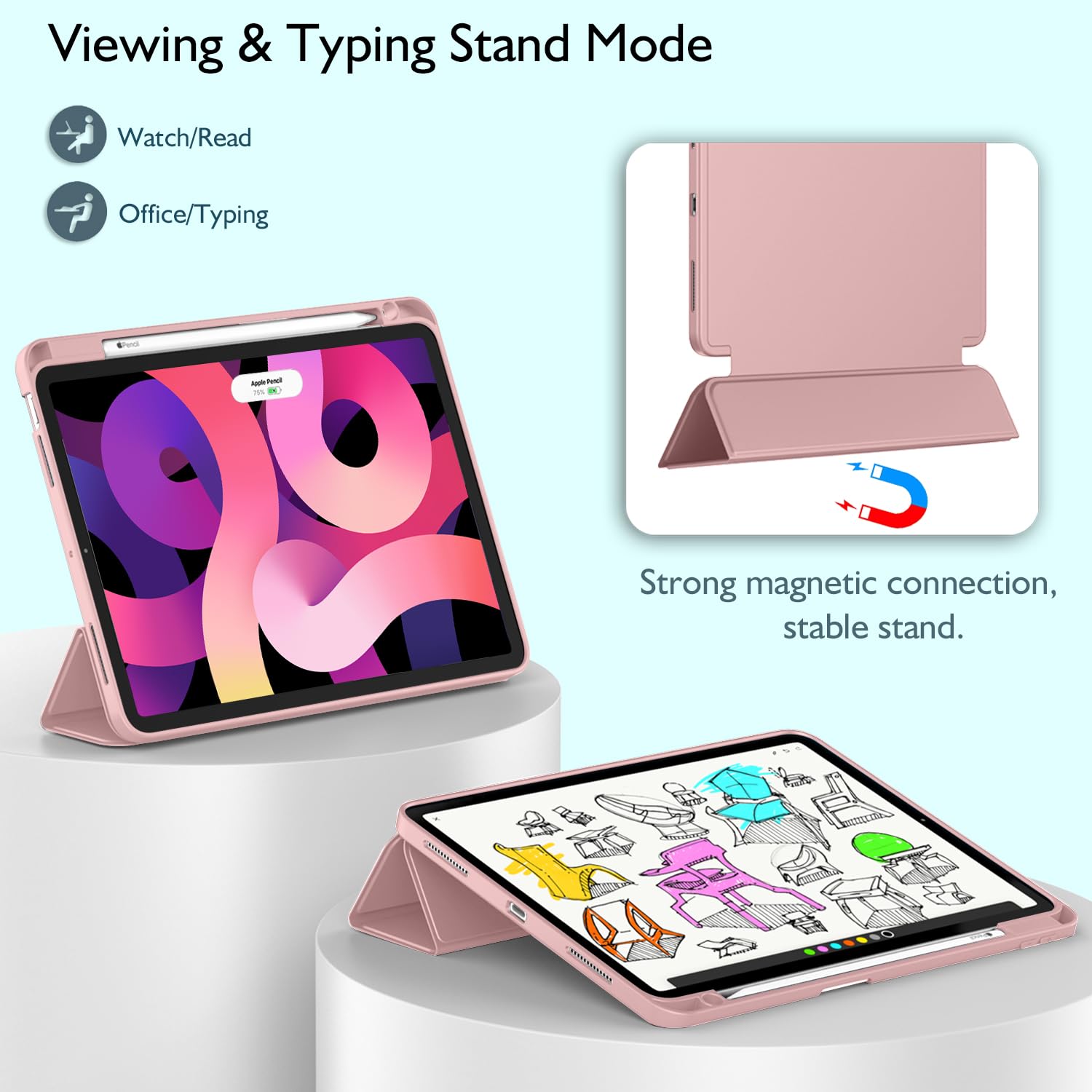 ZryXal iPad Air 11 Inch Case for M3 2025 & M2 2024 Models, Compatible with iPad Air 5th/4th Gen 2022/2020 10.9 Inch - Protective Cover with Touch ID Support & Auto Wake/Sleep Feature (Dark Salmon) | Perfect for Work, Travel & Everyday Use