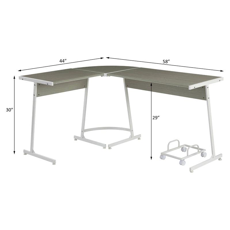 Acme Carver Wooden Computer Desk with Storage Holder - Modern Gray & White Home Office Desk for Work & Study | Perfect for Small Spaces & Remote Work