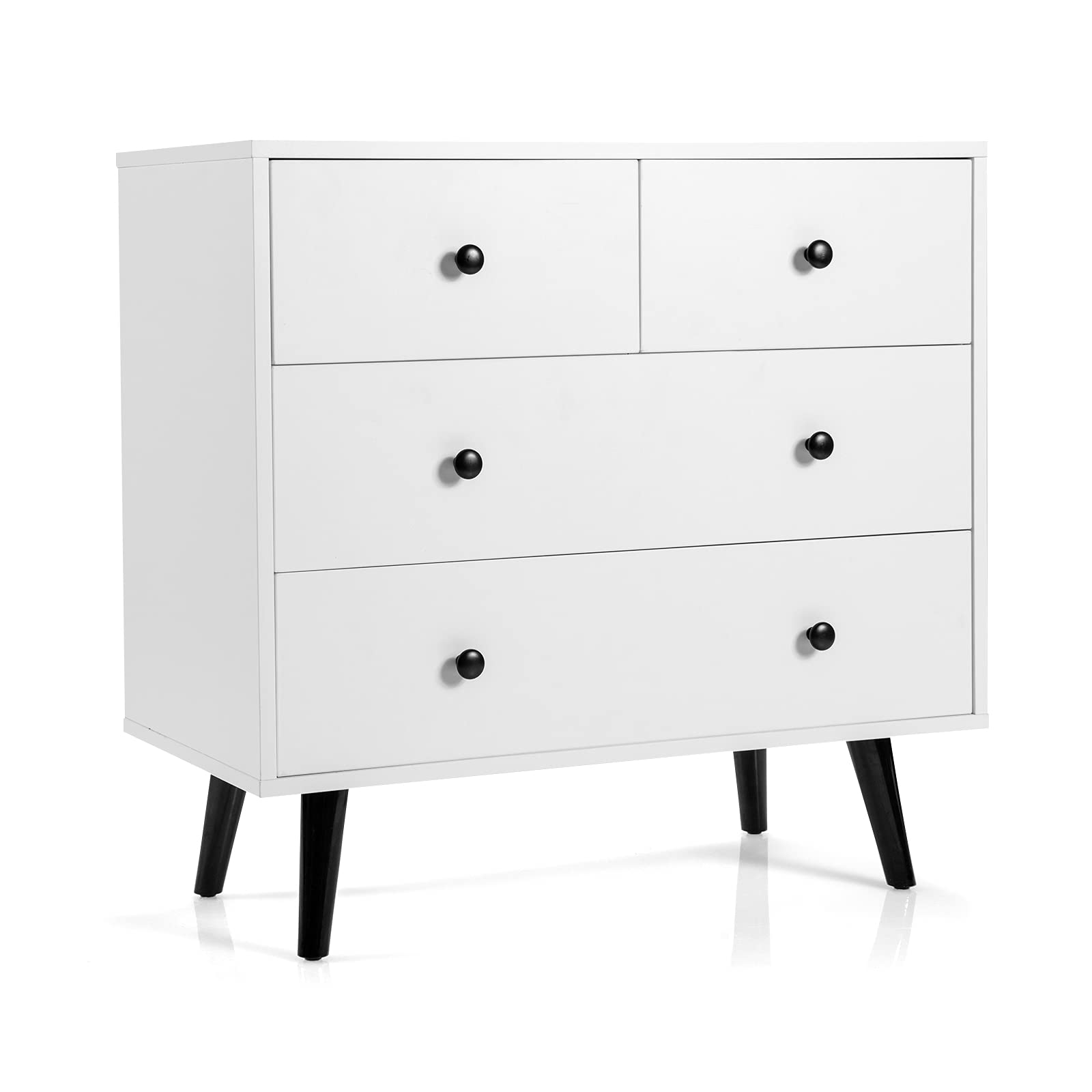 Giantex 4-Drawer Storage Cabinet with Spacious Drawers & Metal Handles - Sturdy Wooden Organizer for Living Room, Hallway, Office - White | Perfect for Home Organization, Closet Storage & Office Supplies