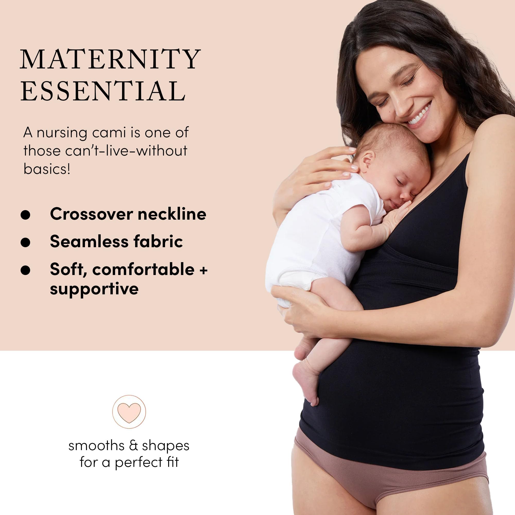 Ingrid & Isabel Basics Crossover Maternity & Nursing Cami - Soft Stretch Maternity Tank Top for Pregnancy & Breastfeeding - Perfect for Everyday Wear, Work & Lounging