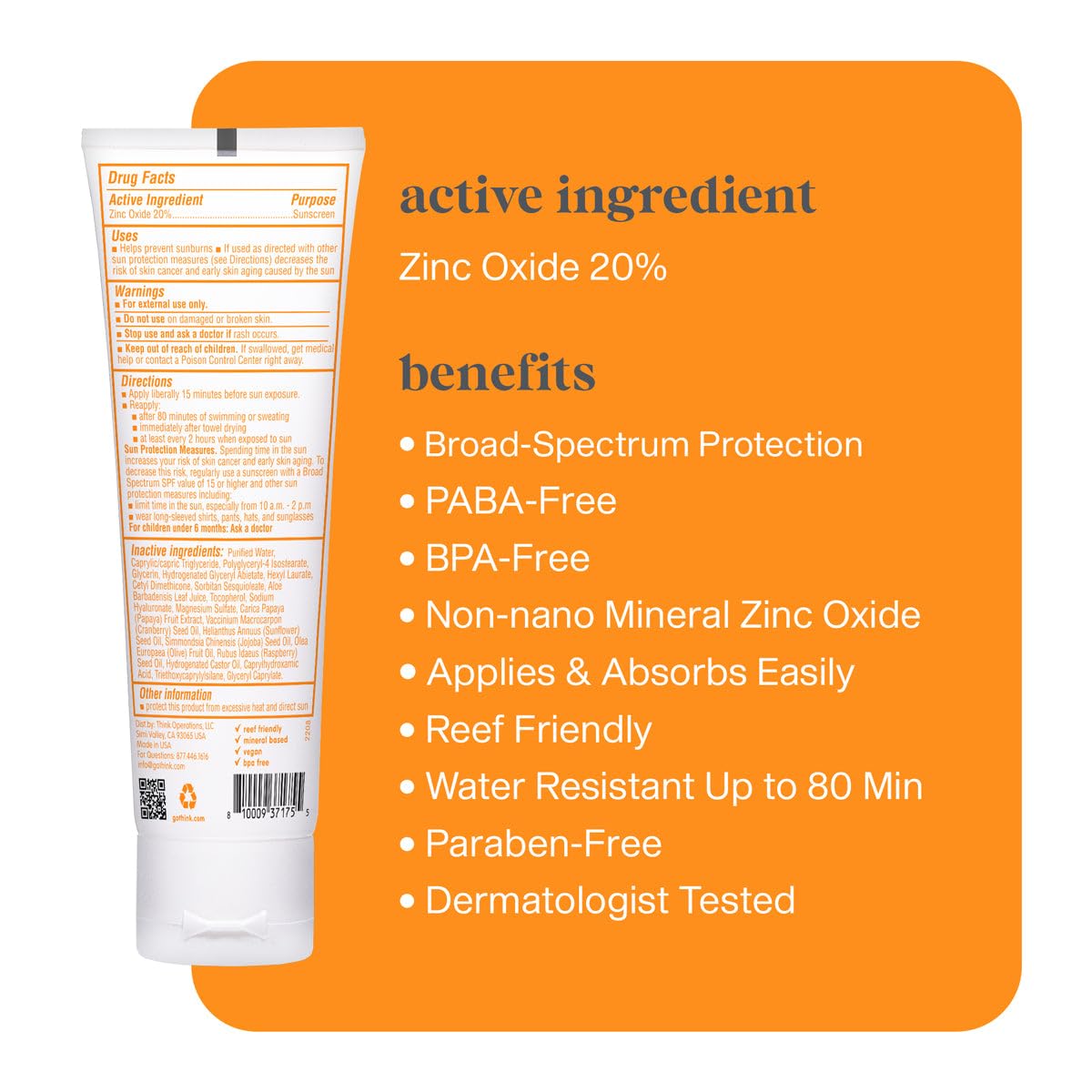Think Baby SPF 30 Sunscreen Spray - Clear Zinc Oxide Formula - 3 fl oz (Pack of 6) - Gentle Protection for Babies & Kids - Perfect for Beach, Pool & Outdoor Activities