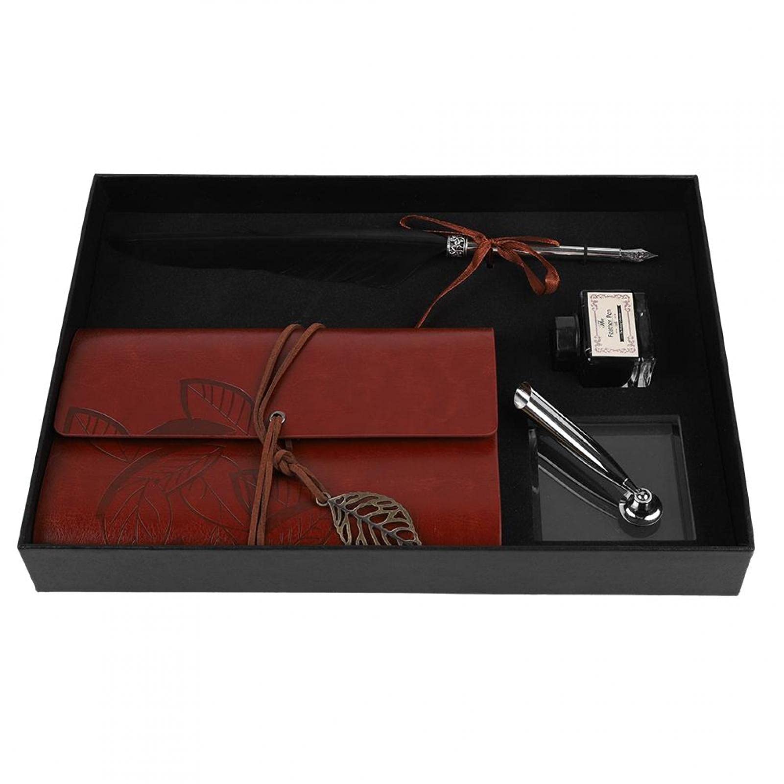 Vintage Feather Dip Pen Set with Ink Bottle - Antique Calligraphy Writing Stationery Kit for Kids & Adults - Perfect for Journaling, Scrapbooking & Creative Lettering