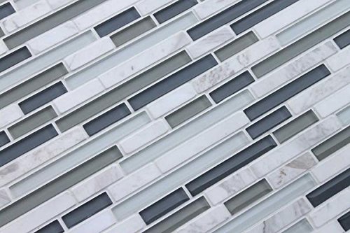 10 Sq Ft Bliss Iceland Marble & Glass Linear Mosaic Tile - Waterproof Peel & Stick Backsplash for Bathroom Walls, Shower Surround, Kitchen Backsplash - Easy DIY Home Renovation