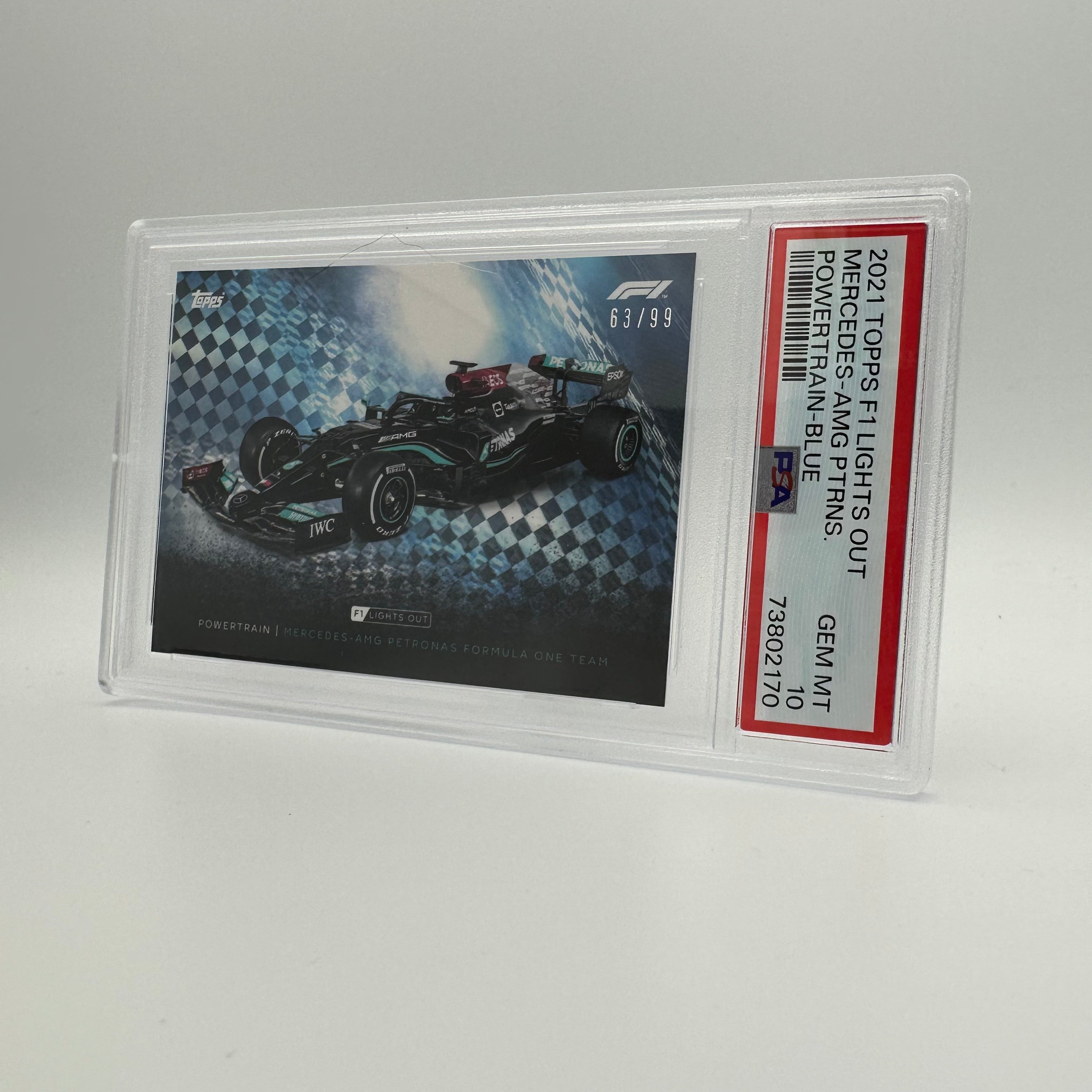 PSA 10 63/99 Mercedes AMG Petronas F1 Team Powertrain Blue - Rare F1 Racing Collectible for Display & Investment