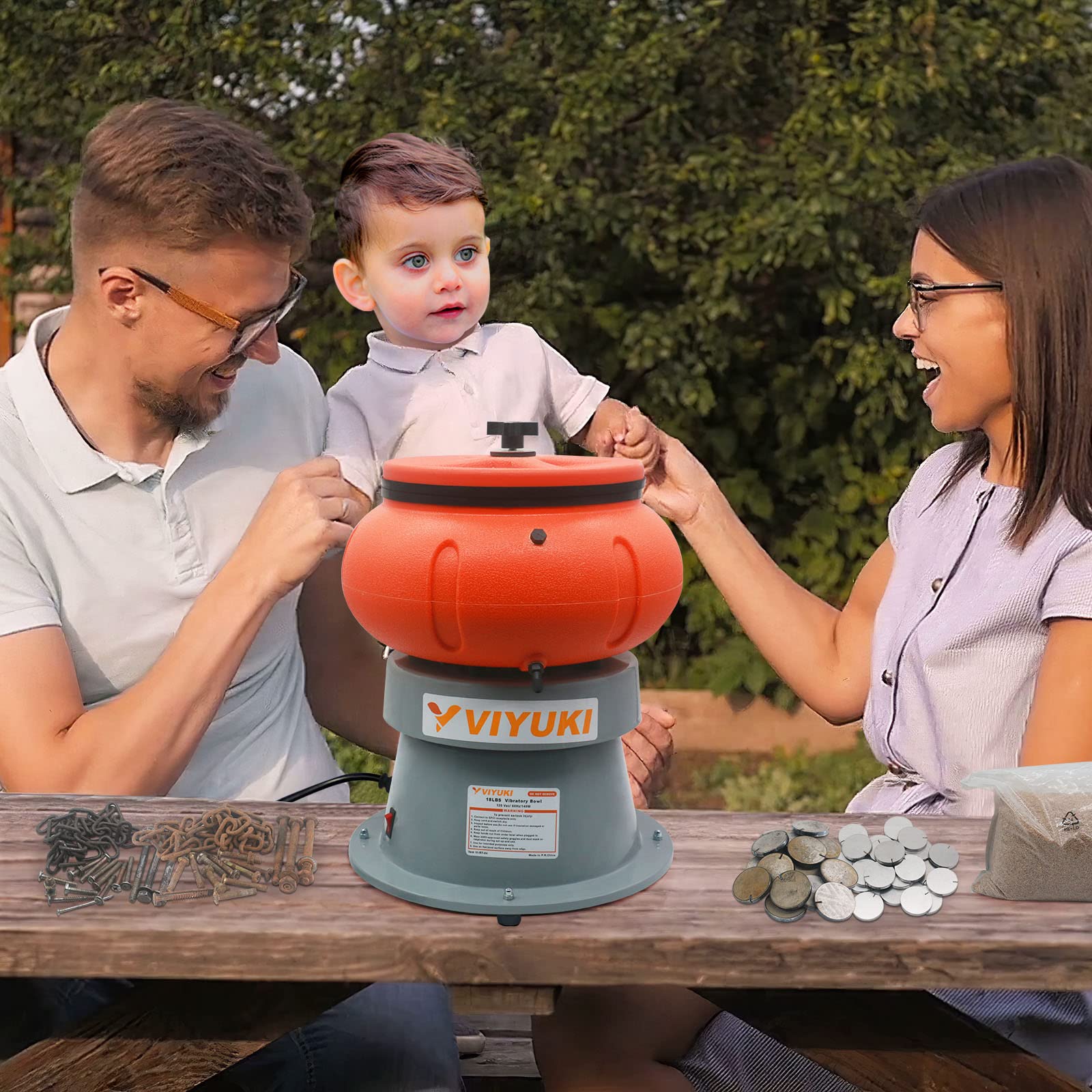 18LBS Electric Vibratory Tumbler Bowl - Metal Polishing Machine for Jewelry, Coins & Small Parts with Walnut Shell Media - Perfect for DIY Crafts, Metal Finishing & Industrial Use