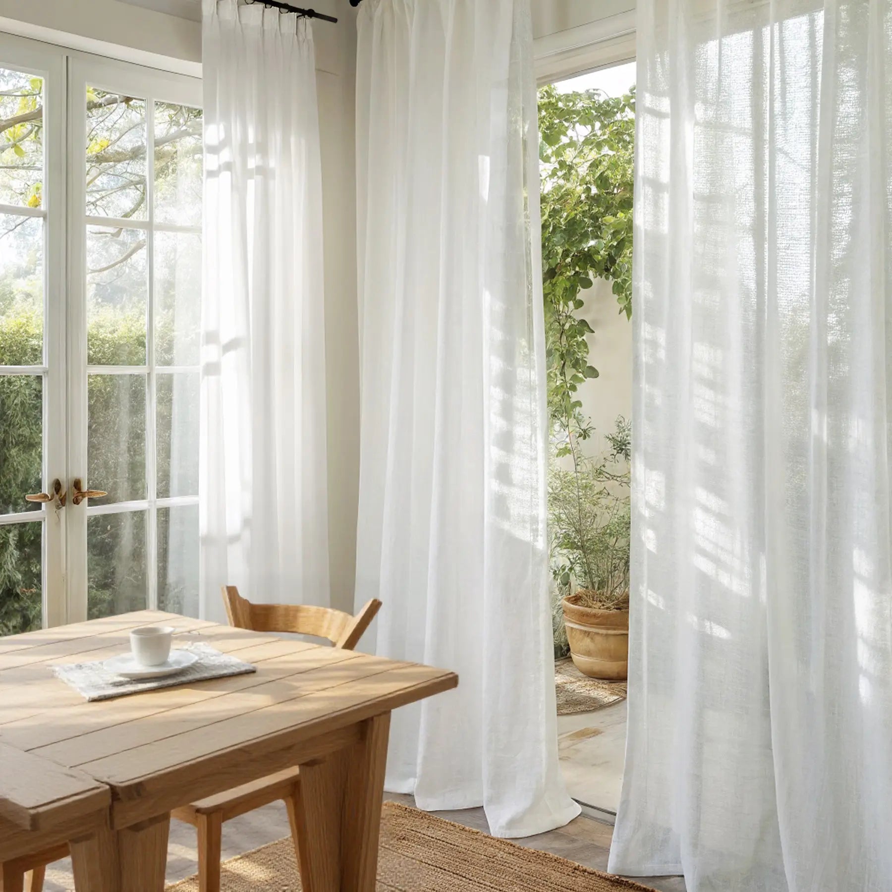Flynn Airy Lightweight Sheer Curtain Pleated - Elegant Window Treatment for Living Room & Bedroom Decor