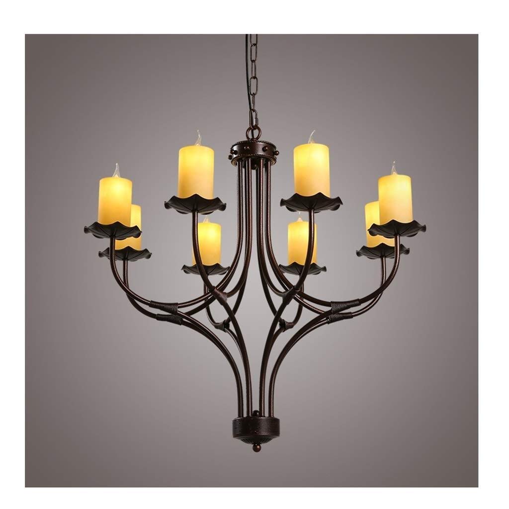 Vintage Wrought Iron Chandelier Candle Light Fixture - Adjustable Hanging Chain 1.8cm for Living Room, Bedroom, Dining Room & Boutique Decor - AA+ Quality White Light (Perfect for Romantic Dinners & Vintage Home Decor)