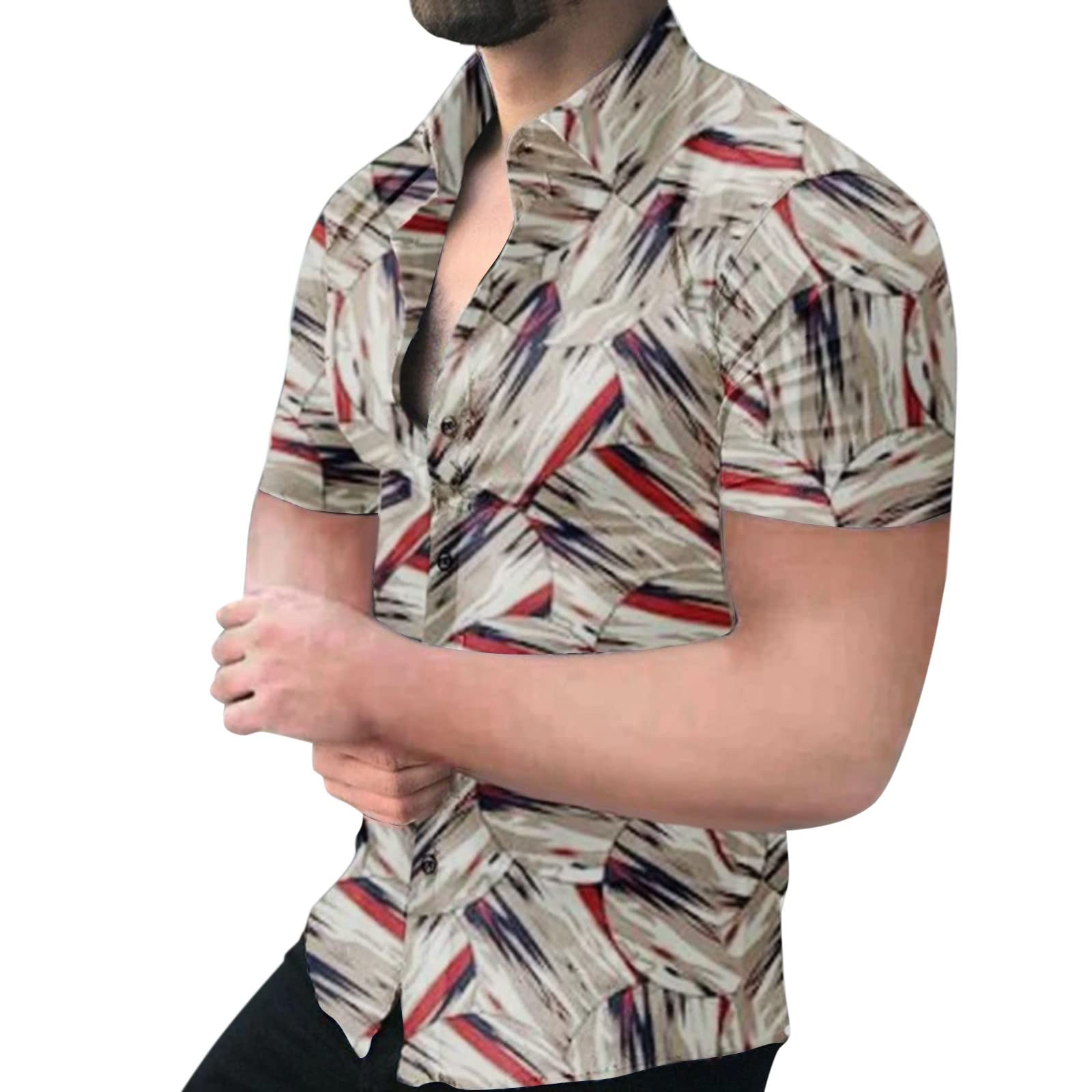 XXBR 2022 New Men's Hawaiian Shirts | Summer Short Sleeve Button Down Shirt with Splash-Ink Graphic Print | Casual Beach Wear & Vacation Shirt for Tropical Outings, Pool Parties & Summer Fashion