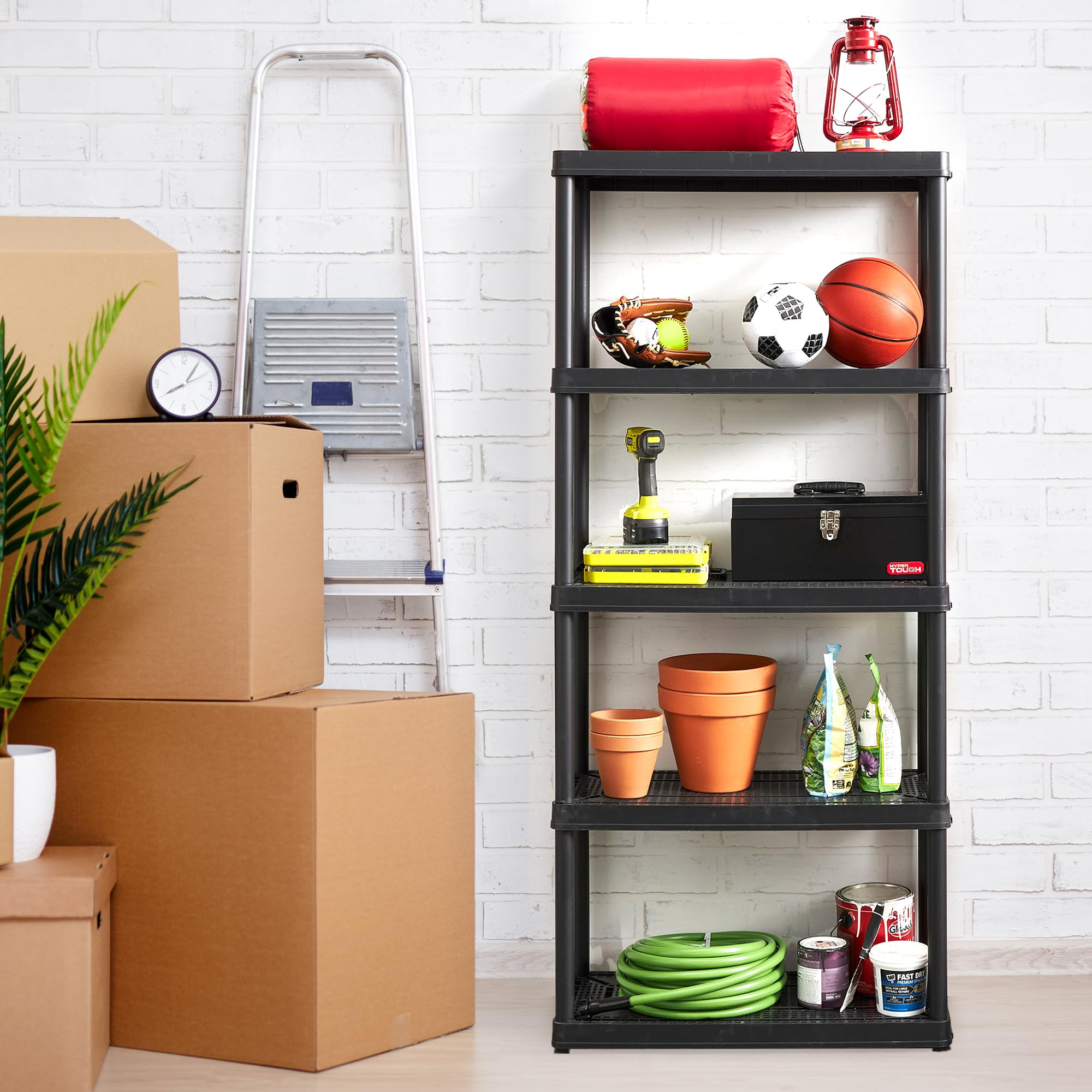 Gracious Living 5-Shelf Heavy Duty Storage Rack - Black (2 Pack) | Ventilated Shelving Unit for Home Organization, Garage, Basement & Laundry Room | Space-Saving Storage Solution for Clutter-Free Living