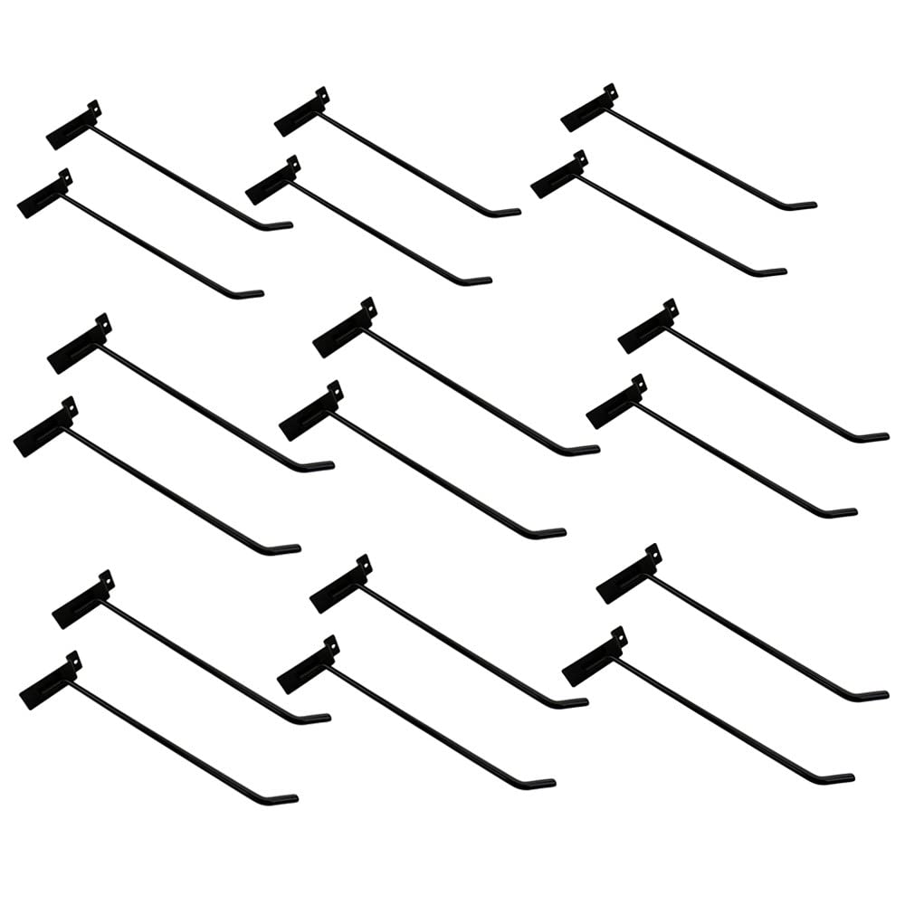 Prolinemax 24 Pack 10 Inch Black Slatwall Hooks - Heavy Duty Metal Retail Display Hangers for Store Shelving & Wall Organization - Perfect for Clothing, Accessories, and Home Decor Display