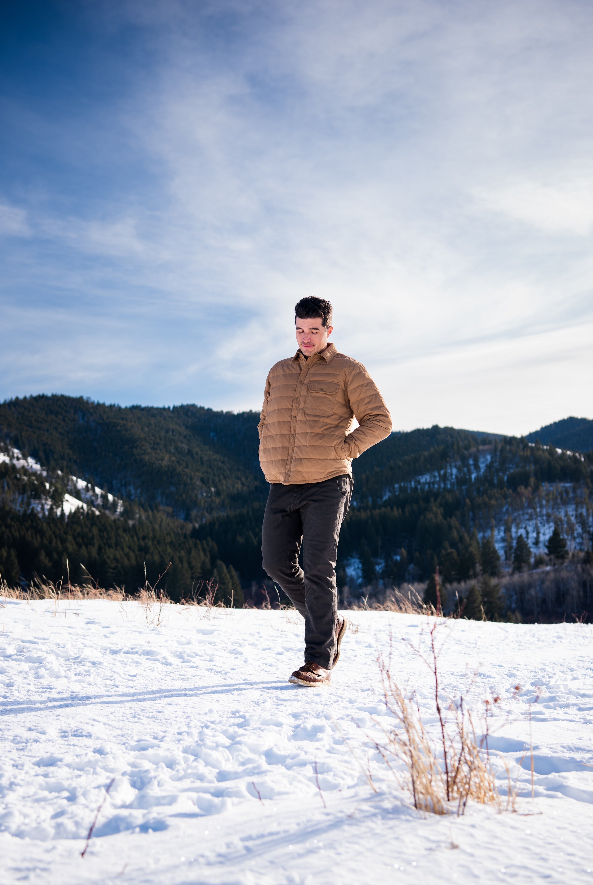 Pine Peak Down Shirt Jacket for Men - Lightweight Warm Puffer Coat for Outdoor Hiking, Camping & Winter Travel
