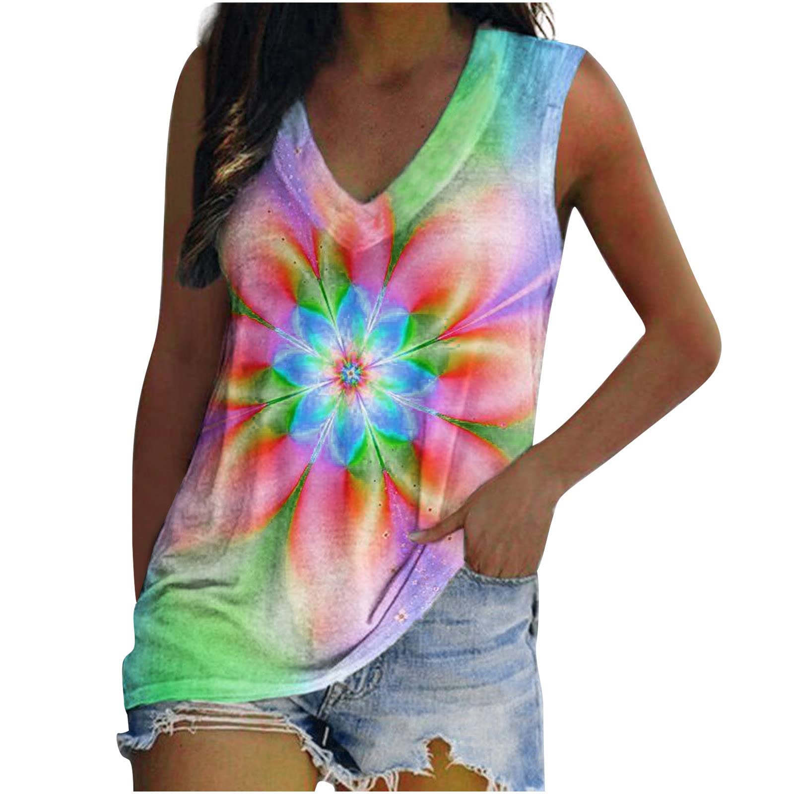 Women's Plus Size V-Neck Loose Tank Tops - Summer Sleeveless Casual Shirts for Everyday Wear | Perfect for Beach, Gym & Layering