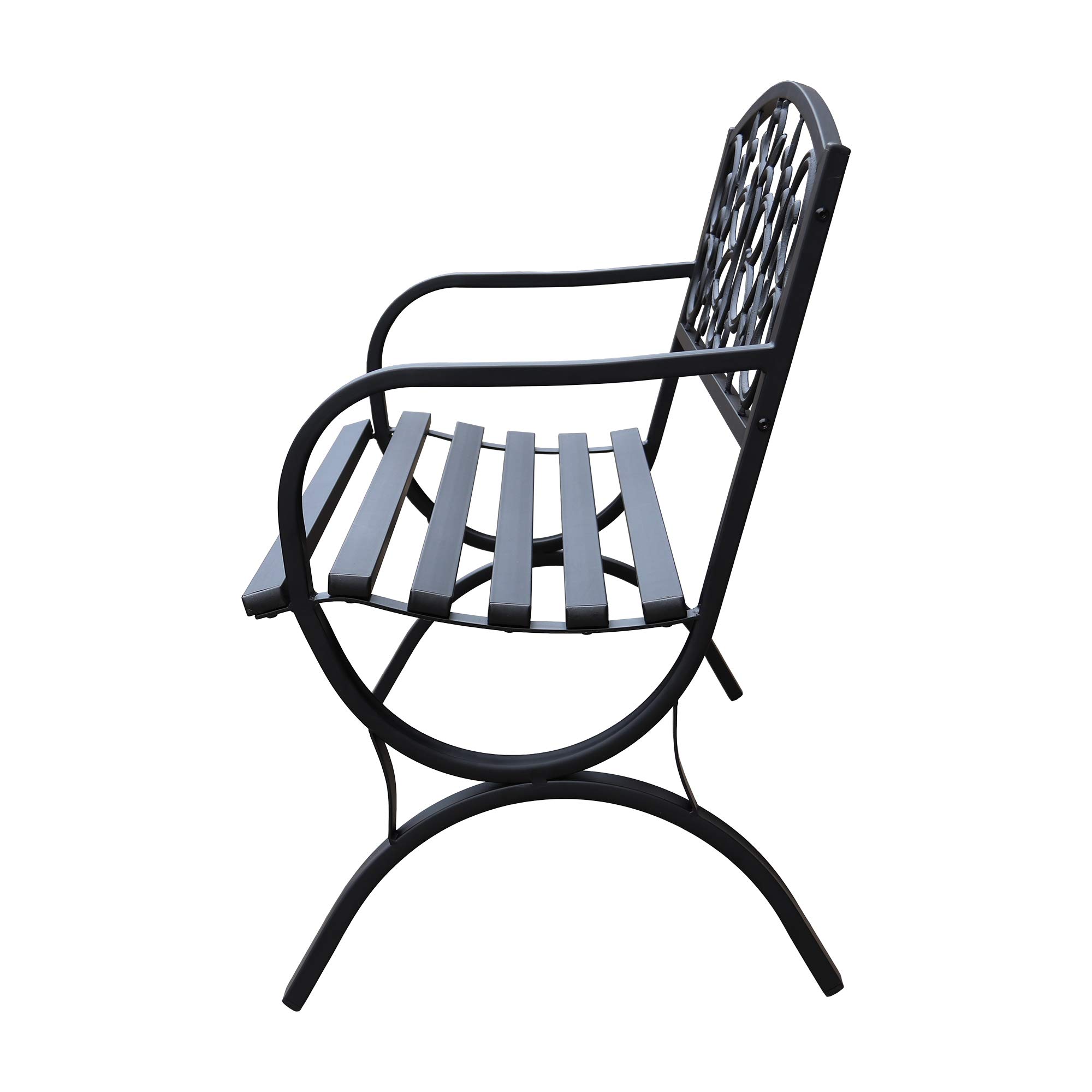 4.1 Ft Steel Frame Garden Bench - Outdoor Patio Chair for Yard, Park & Backyard - 2-Person Loveseat with Decorative Backrest & Slatted Seat - Perfect for Outdoor Seating, Picnics, and Garden Relaxation