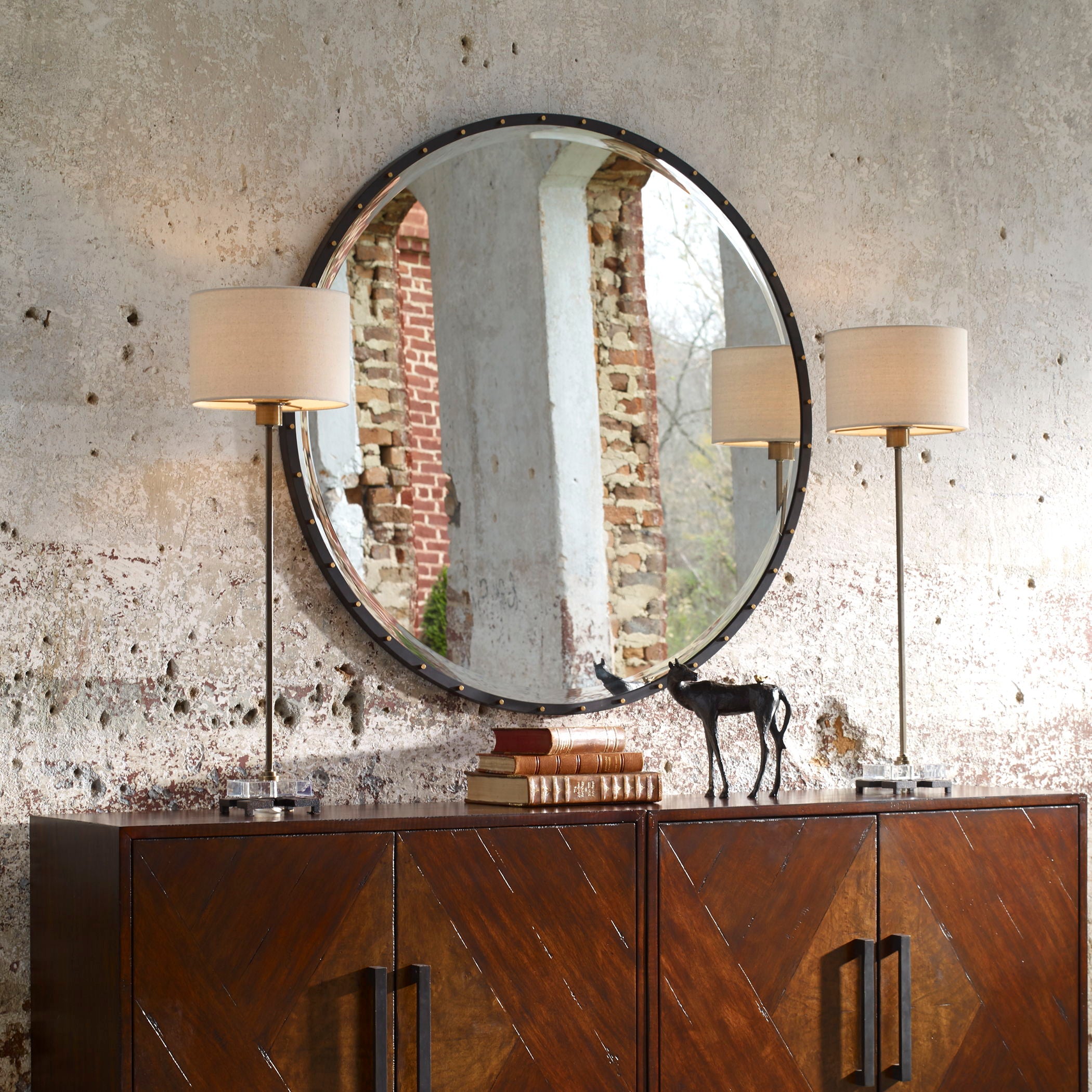 Benedo 24 Inch Round Wall Mirror - Black Framed Decorative Mirror for Living Room, Bedroom, Bathroom & Entryway - Perfect for Home Decor & Vanity Use