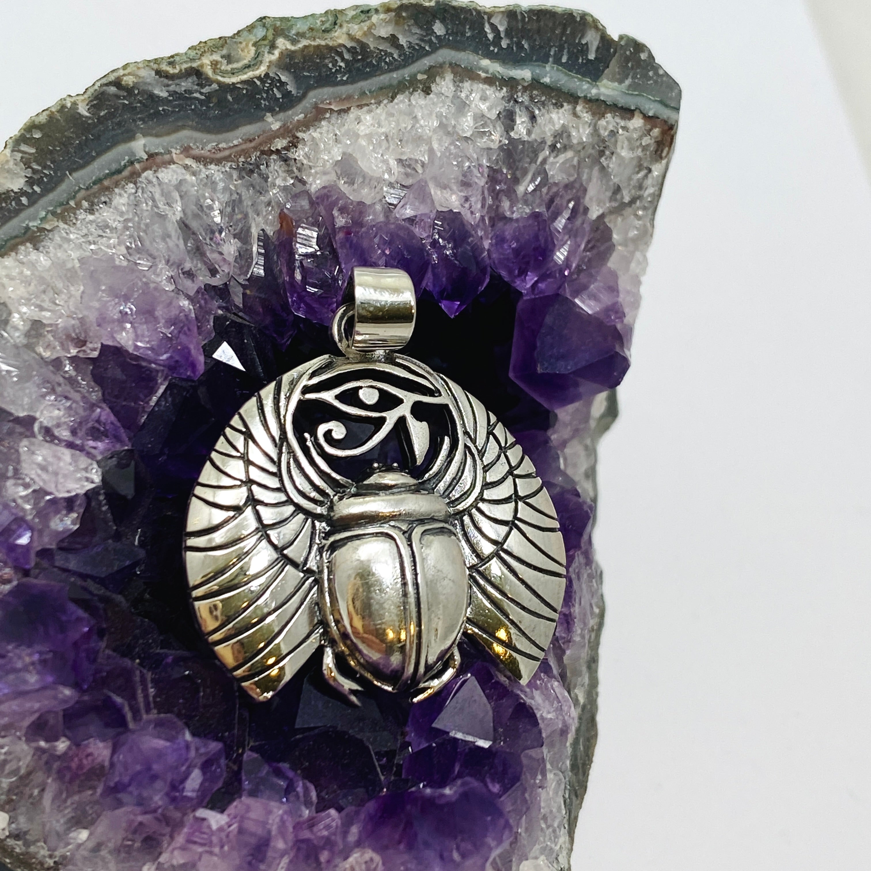 Anubis with Ankh and Scarab Beetle Pendant - Egyptian God Jewelry - Sterling Silver 925 - SV50 735 - Perfect for Spiritual Protection & Ancient Egyptian Style Fashion