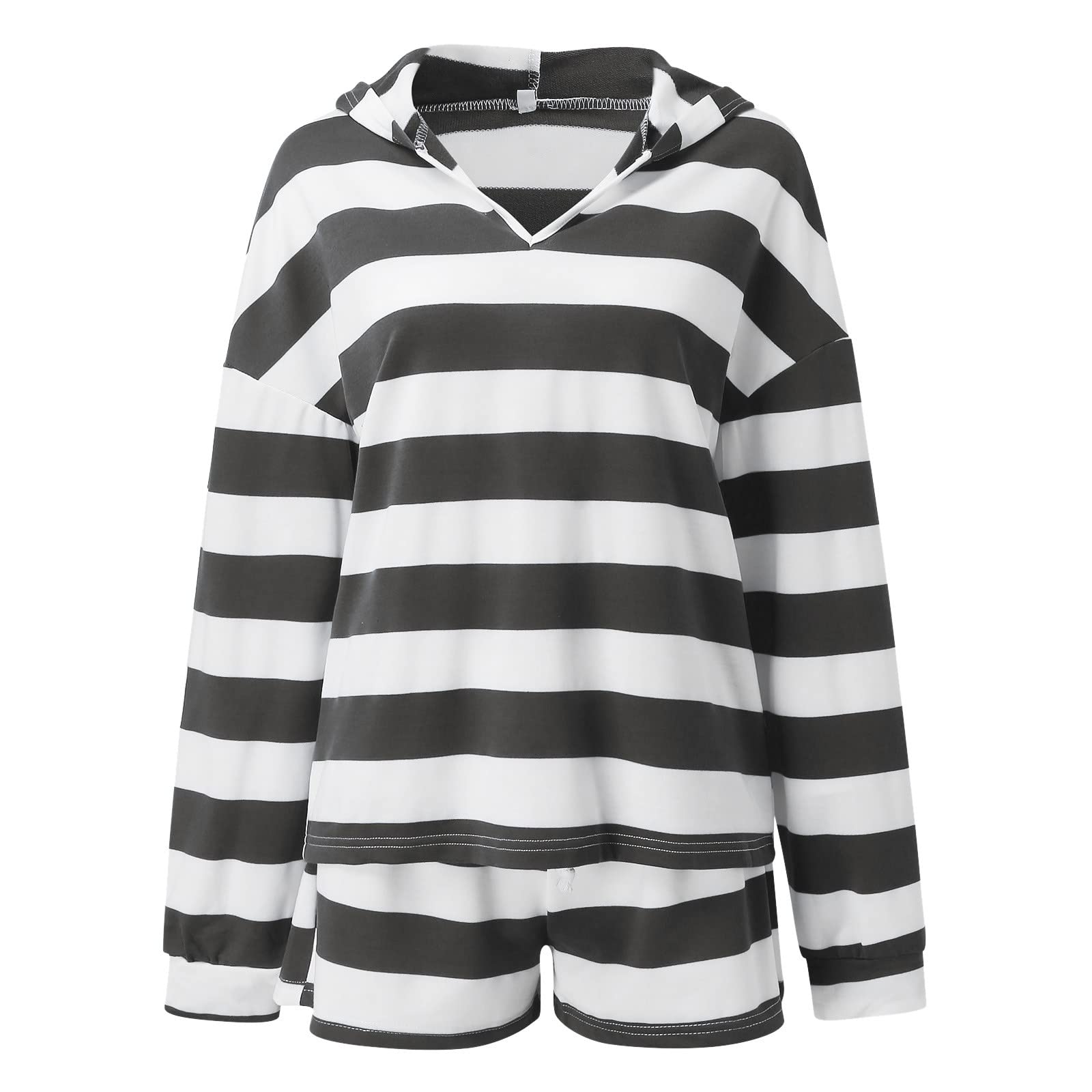 LCMTWX Women's Workout Sets - Striped 2-Piece Gym Outfits with Long Sleeve Hoodie for Running, Yoga & Training | Comfortable Casual Sportswear for Women | Perfect for Gym, Jogging & Active Lifestyle