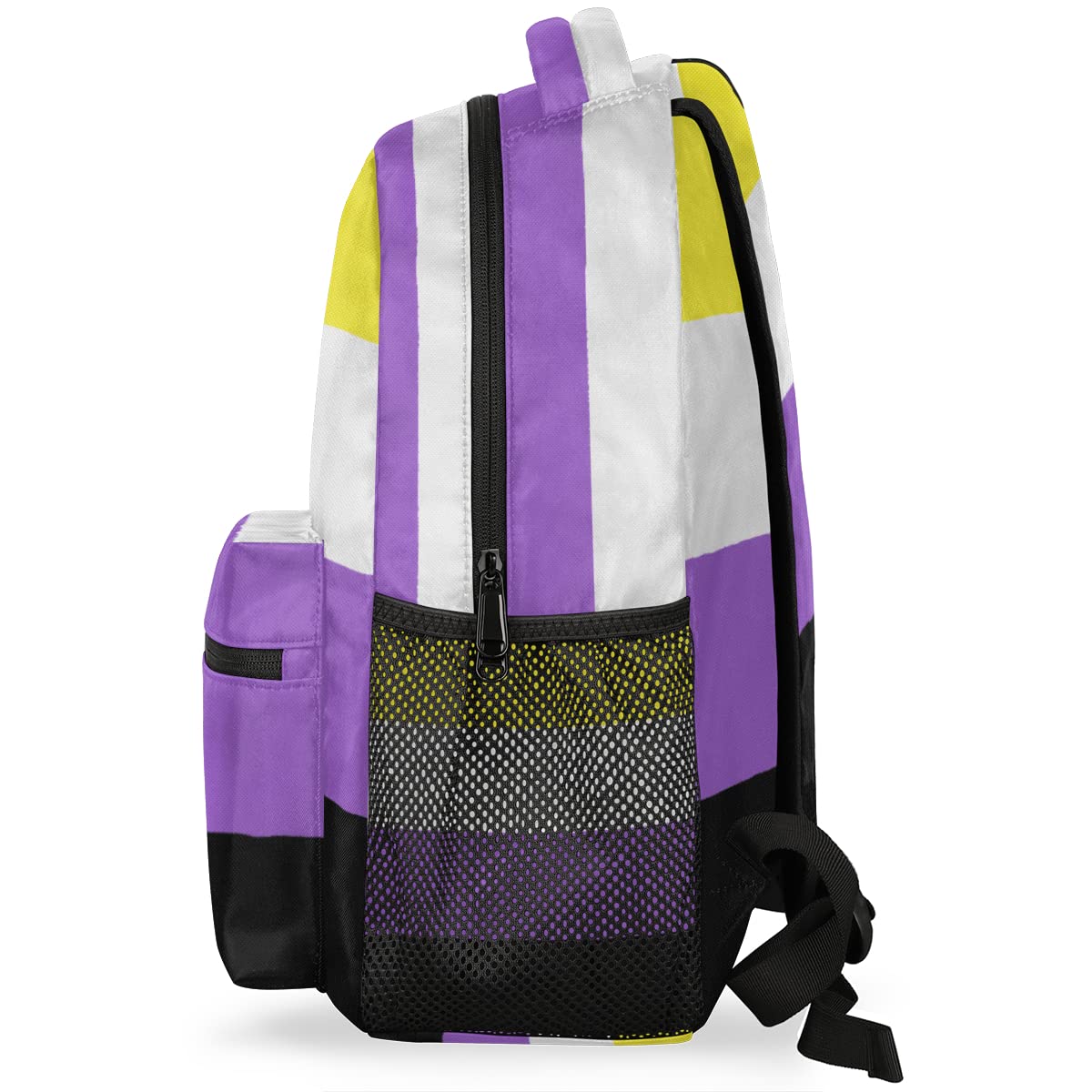 Non-Binary Pride Flag Backpack - Waterproof Laptop Backpack for Travel & School with Adjustable Shoulder Straps | LGBTQ+ Pride Gear for College, Work & Daily Commute