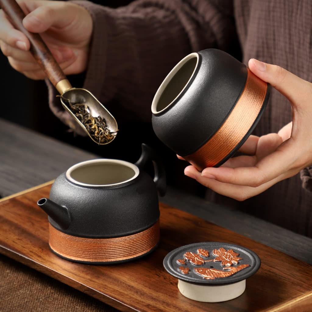 LEIYAN Mini Ceramic Tea Storage Containers - Airtight Tea Tins for Kitchen Food Storage, Traditional Tea Caddy for Tea, Coffee, Honey & Seeds (Black) - Perfect for Home, Office & Travel Use