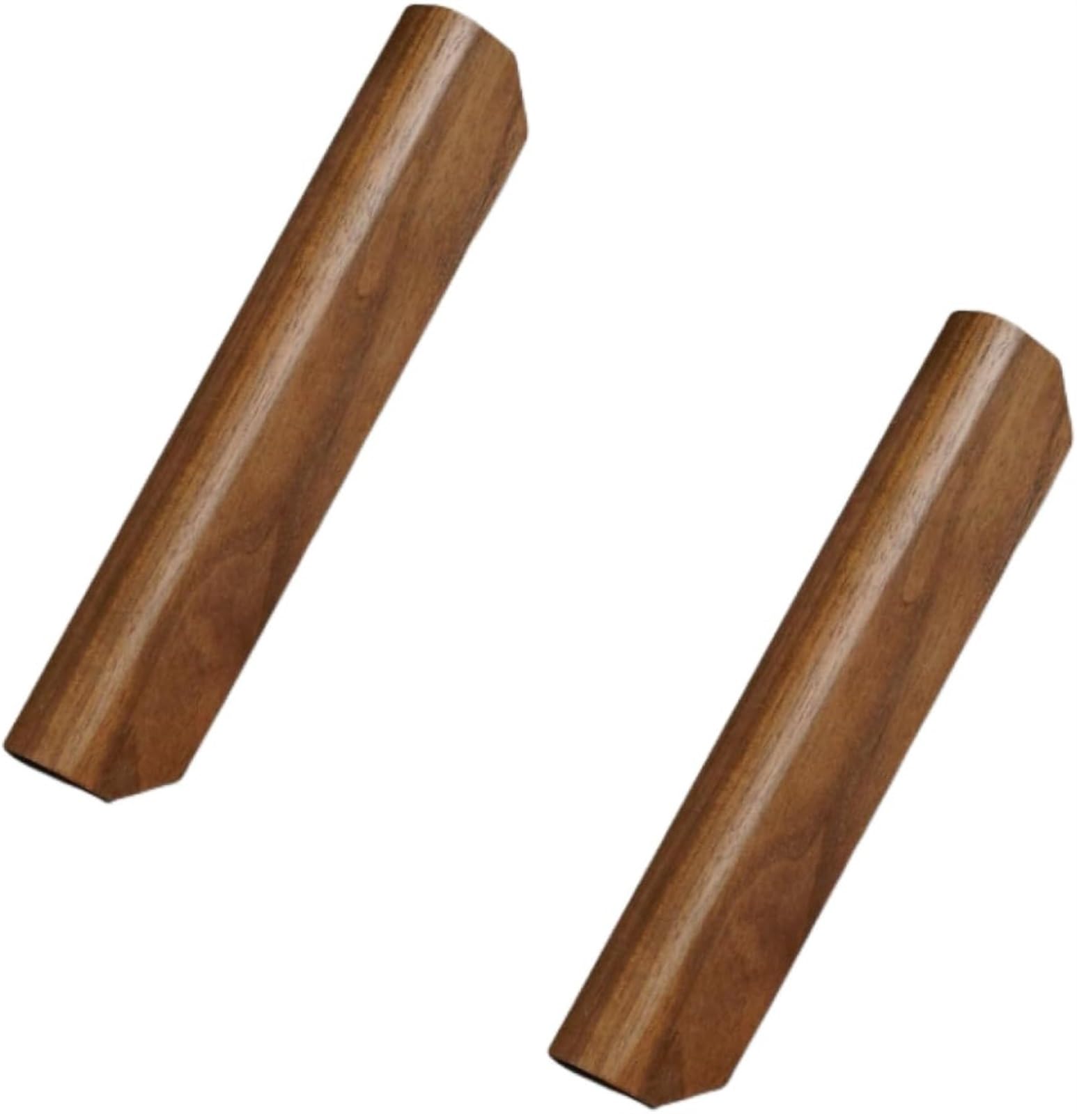 Solid Wood Cabinet Knobs & Pull Handles 2-Pack - Walnut Finish, 64mm Hole Distance - Premium Kitchen & Bathroom Hardware for Drawers & Doors - Perfect for Home Renovation & DIY Projects