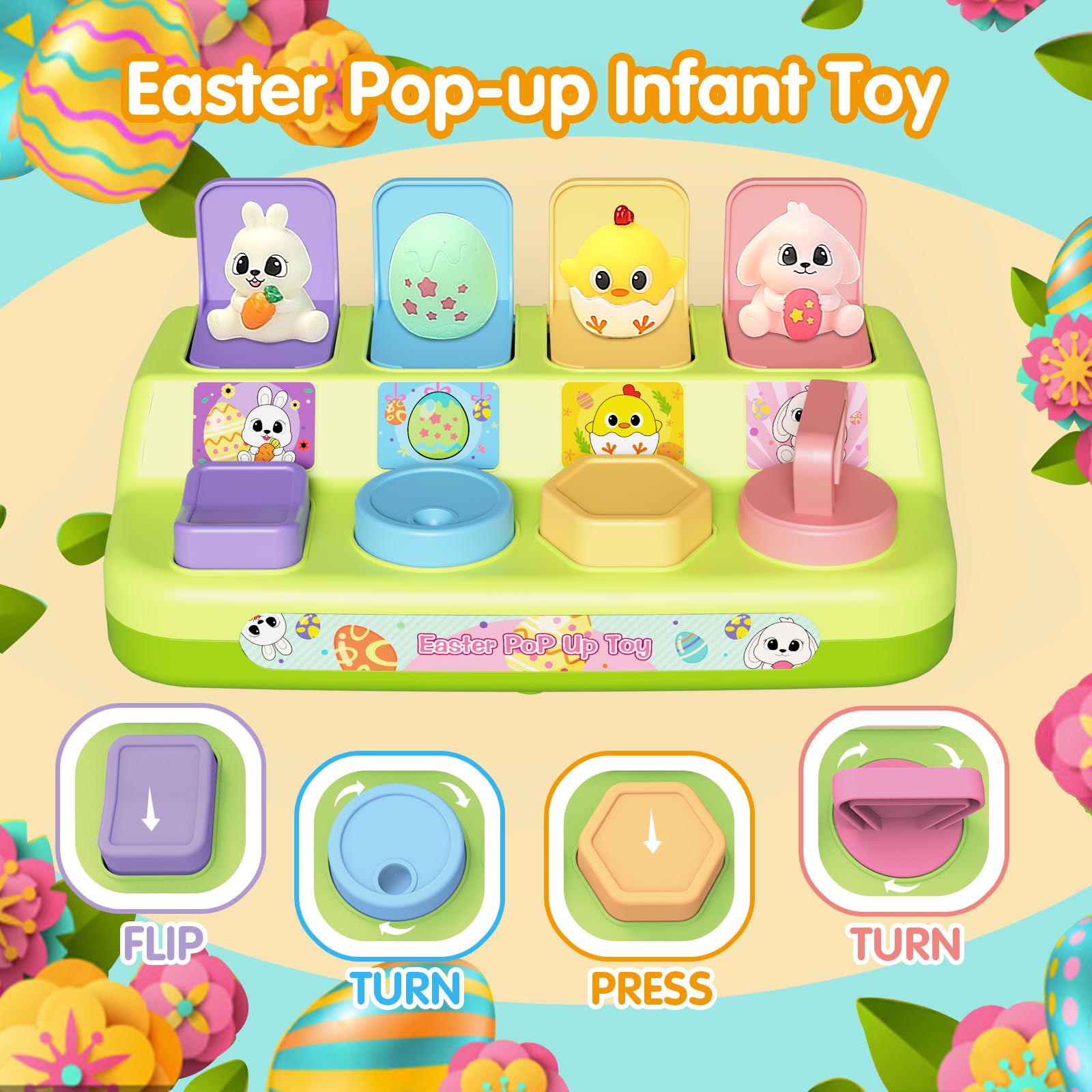 Interactive Pop Up Toys for Toddlers - Montessori Cause & Effect Learning Toys for Babies 18-24 Months - Easter Basket Stuffers & Toddler Gifts for 1-2 Year Olds - Perfect for Early Childhood Development & Sensory Play