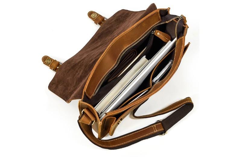 Premium Genuine Leather Shoulder Bag for Men & Women - Stylish Satchel Messenger Bag for Work, Travel & Everyday Use