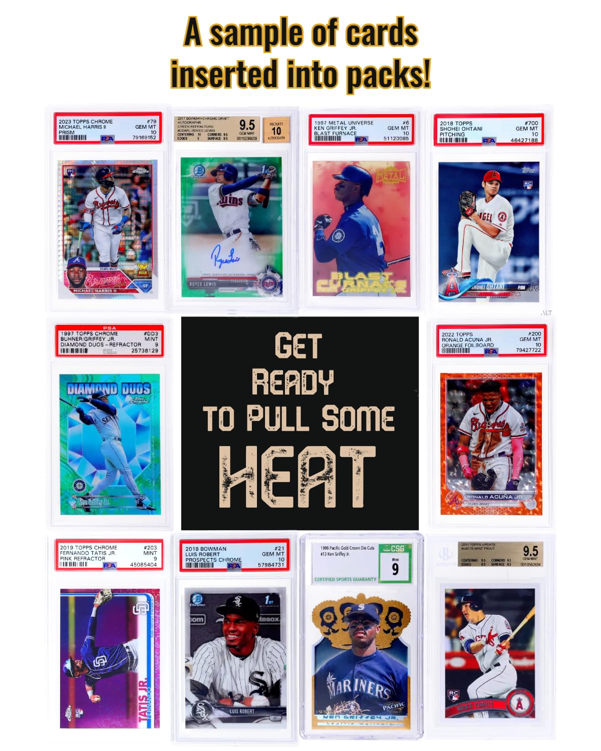 PSA Graded Baseball Cards Value Pack - 2 Authentic Collectible Cards with Autographs, Refractors & PSA 10 Potential | Perfect Gift Set for New Collectors & Baseball Fans | Great for Trading, Display & Investment