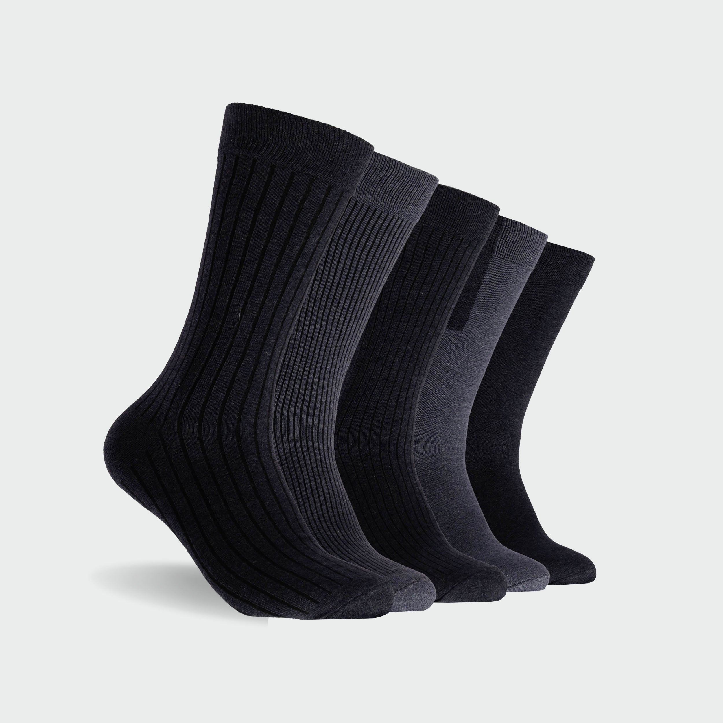 Men's Plain Cotton Crew Socks 5-Pack Navy Blue - Comfortable Everyday Socks for Work, Gym & Casual Wear