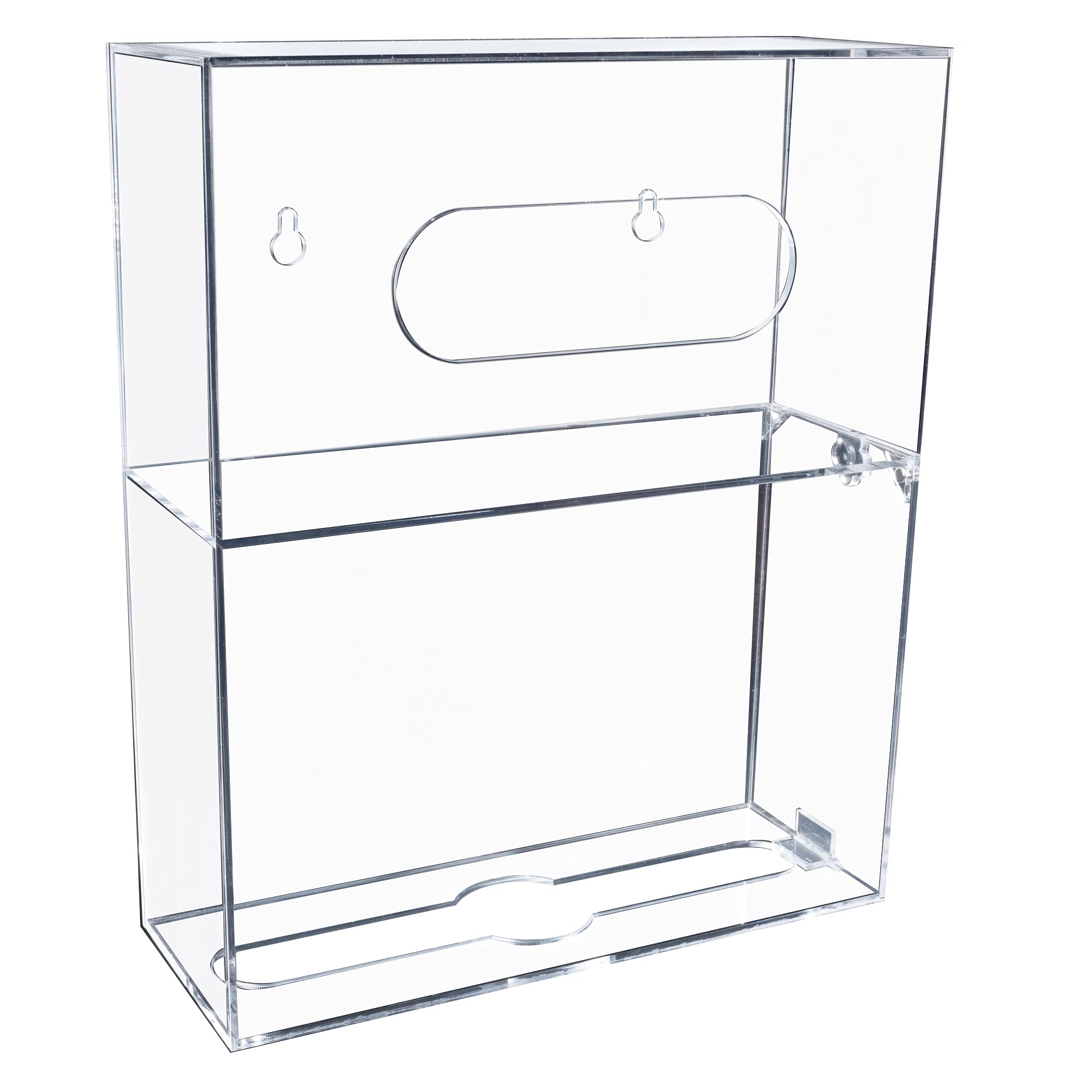 Clear Acrylic Glove Box & Paper Towel Holder Dispenser - Wall Mounted Organizer for Kitchen, Bathroom, or Workshop Storage