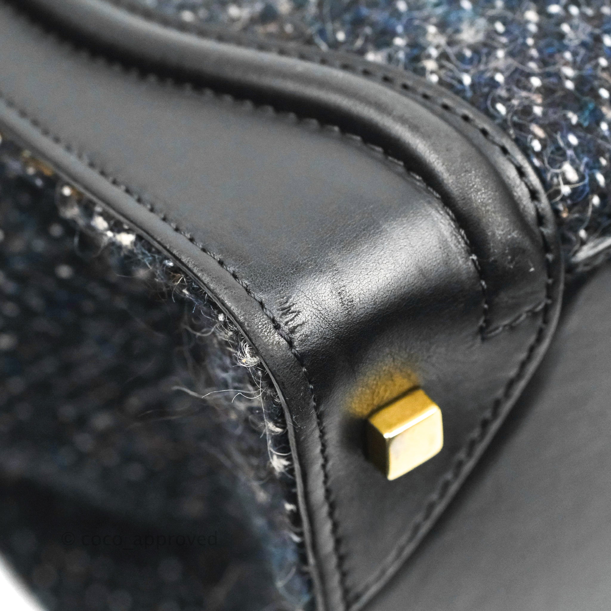 Celine Mini Luggage Bag in Navy & Black Tweed - Stylish Crossbody Purse for Women, Perfect for Work, Travel & Everyday Use