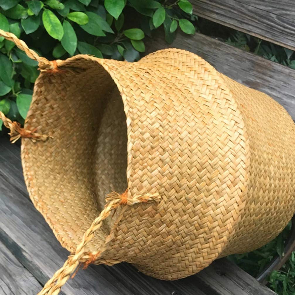 Handwoven Bamboo Storage Basket - Decorative Laundry Basket, Toy Organizer, Planter & Beach Bag | Portable & Multipurpose for Home, Garden & Travel