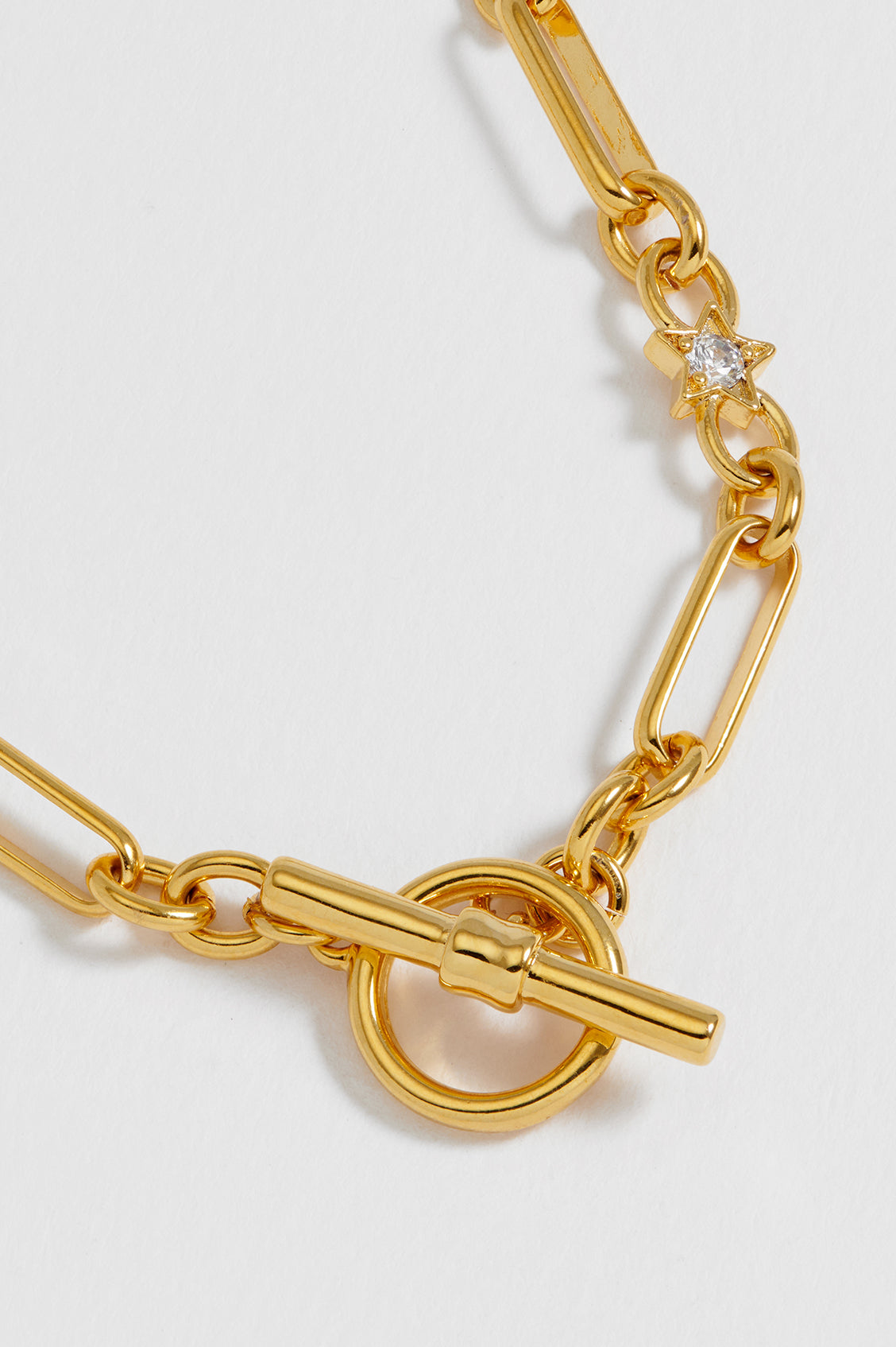 Star Paperclip Link T Bar Necklace - Elegant Minimalist Gold Plated Chain for Women | Perfect for Office, Date Night & Everyday Wear