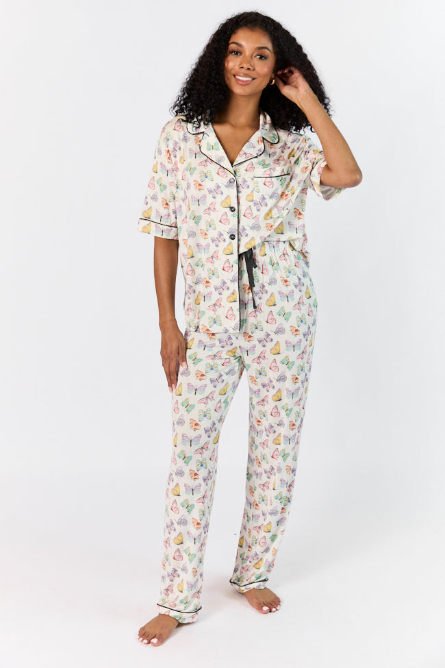 Butterfly Print Pajama Pants for Women - Soft & Comfortable Sleepwear - Perfect for Lounging, Travel & Relaxation at Home